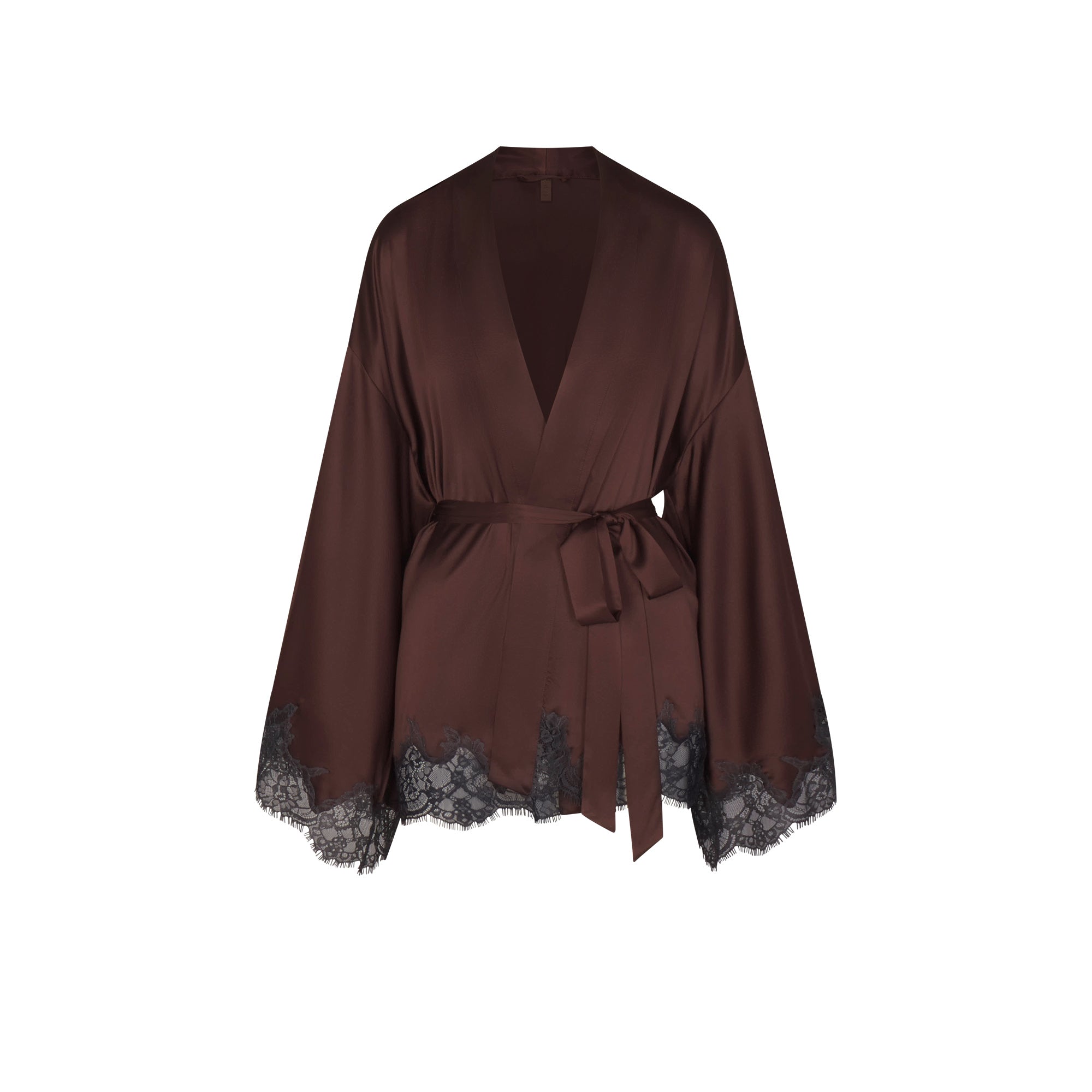 SKIMS SILK LACE ROBE | ESPRESSO CONTRAST - Mind Türkiye