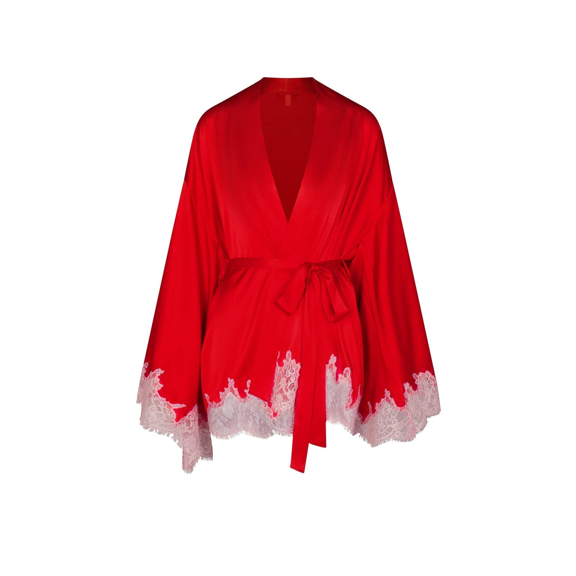 SKIMS SILK LACE ROBE | RUBY CONTRAST - Mind Türkiye