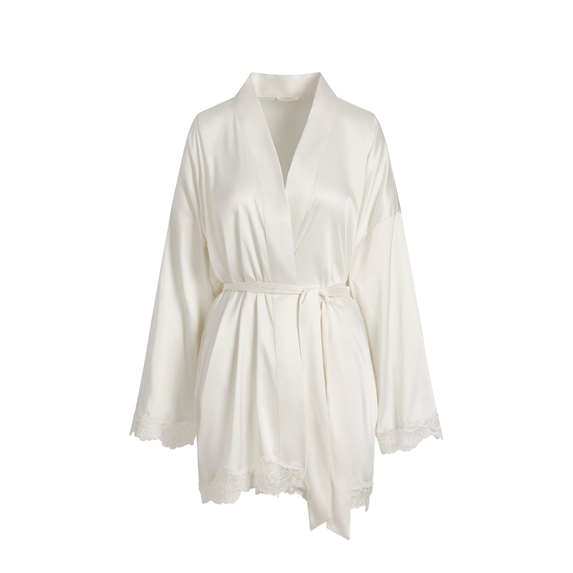 SKIMS WOVEN SHINE LACE ROBE | IVORY - Mind Türkiye