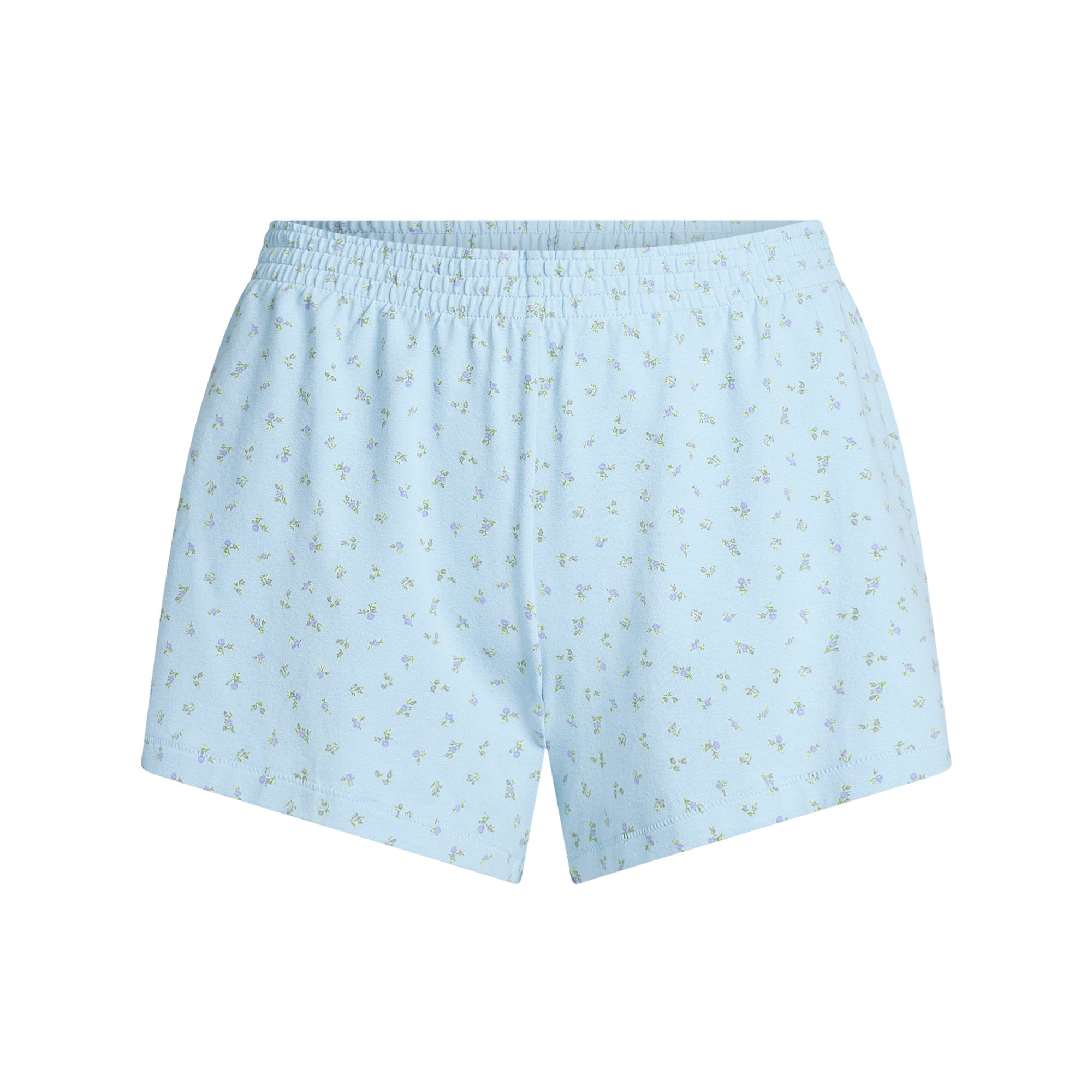 SKIMS COTTON JERSEY LOOSE SHORT | POWDER BLUE MICRO FLORAL - Mind Türkiye