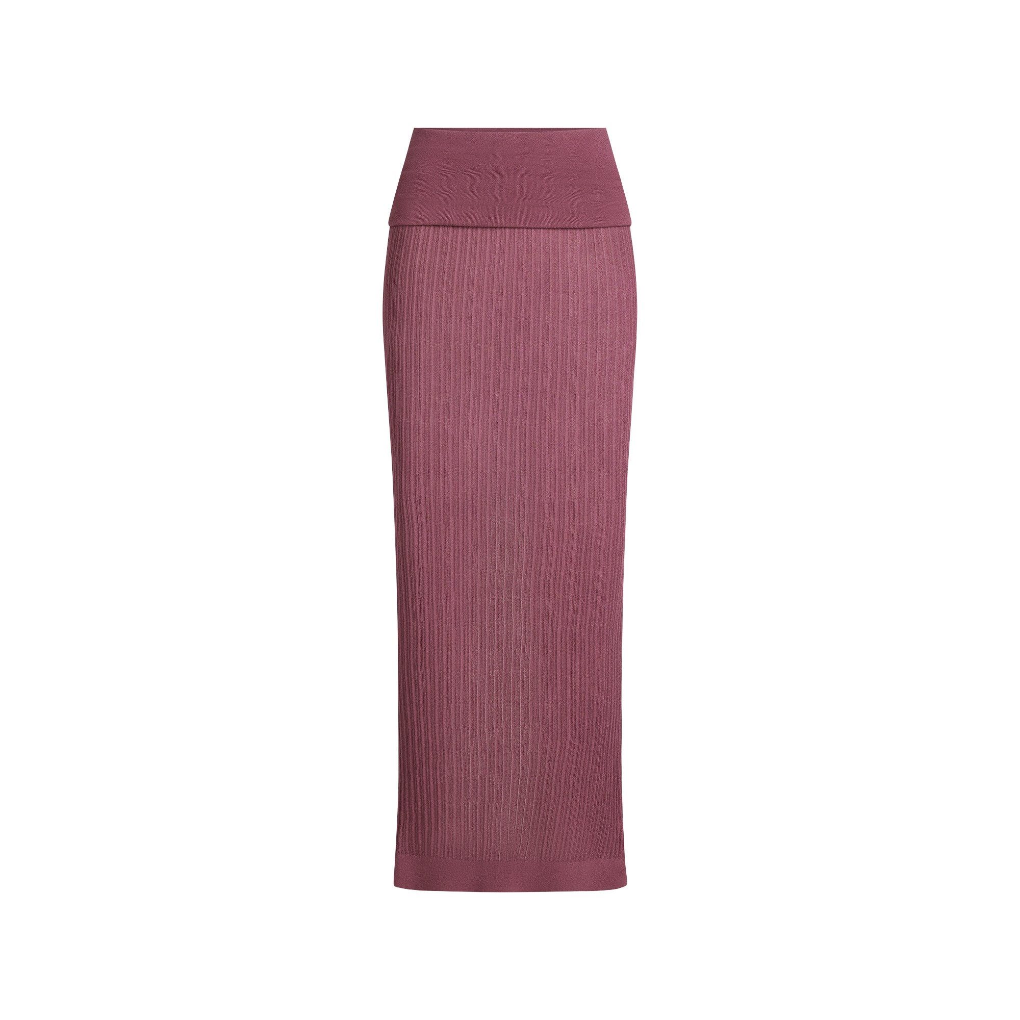 SKIMS SHEER KNIT FOLDOVER LONG SKIRT | BEET
