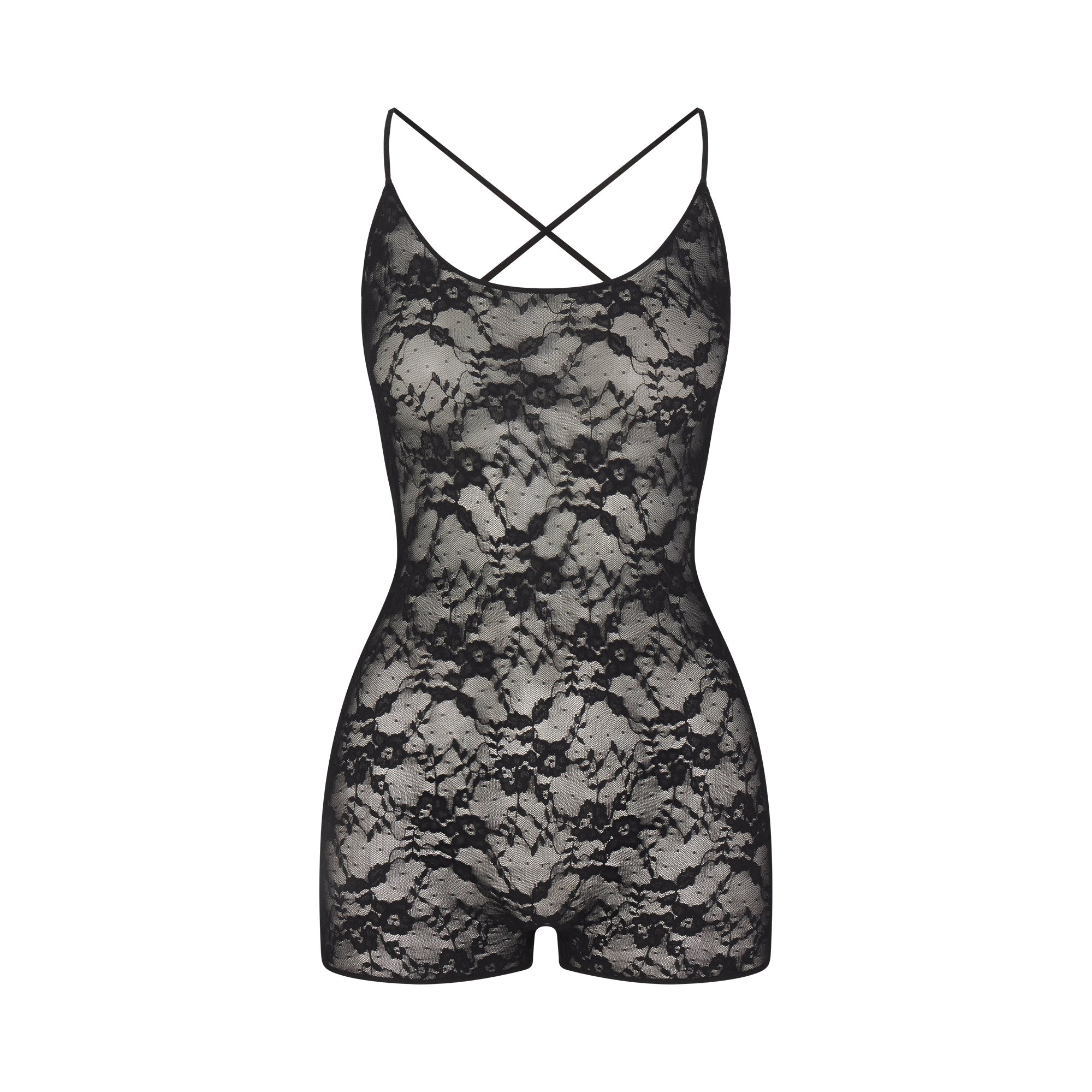 SKIMS STRETCH LACE LOW BACK ONESIE | SOOT