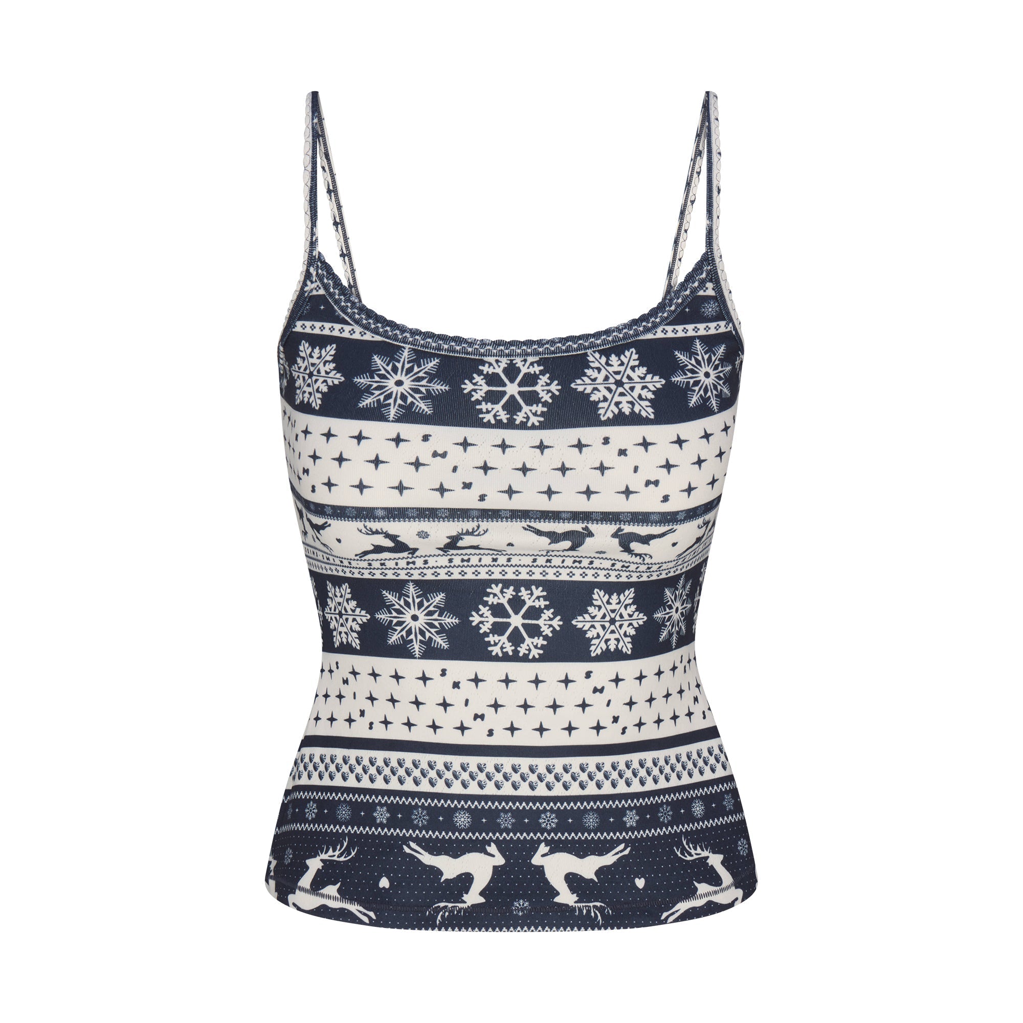SKIMS LOGO PLUSH POINTELLE CAMI | NAVY DEER FAIR ISLE - Mind Türkiye
