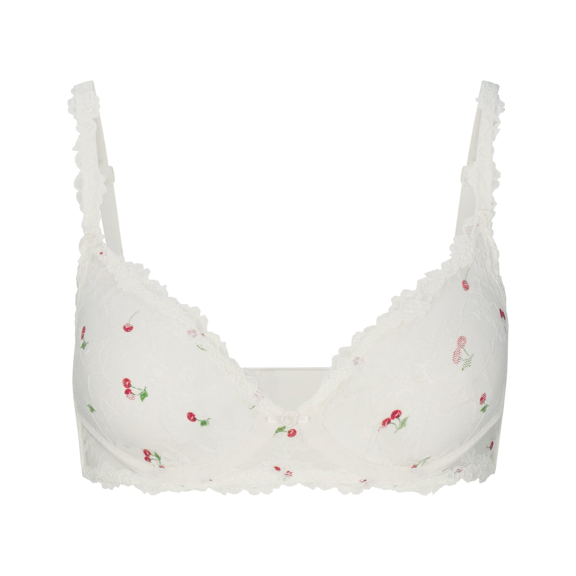 SKIMS STRETCH LACE UNLINED DEMI BRA | IVORY CHERRY PRINT - Mind Türkiye