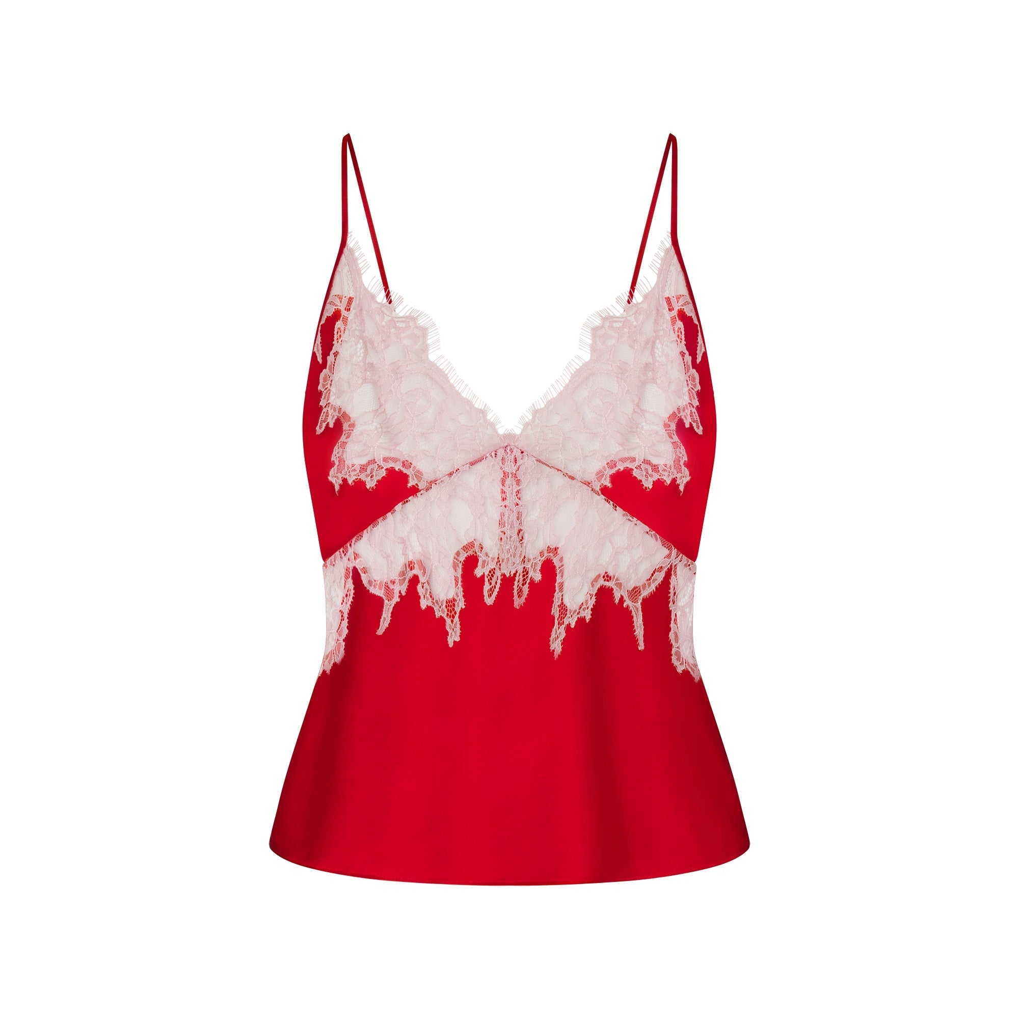 SKIMS SILK LACE CAMI | RUBY CONTRAST