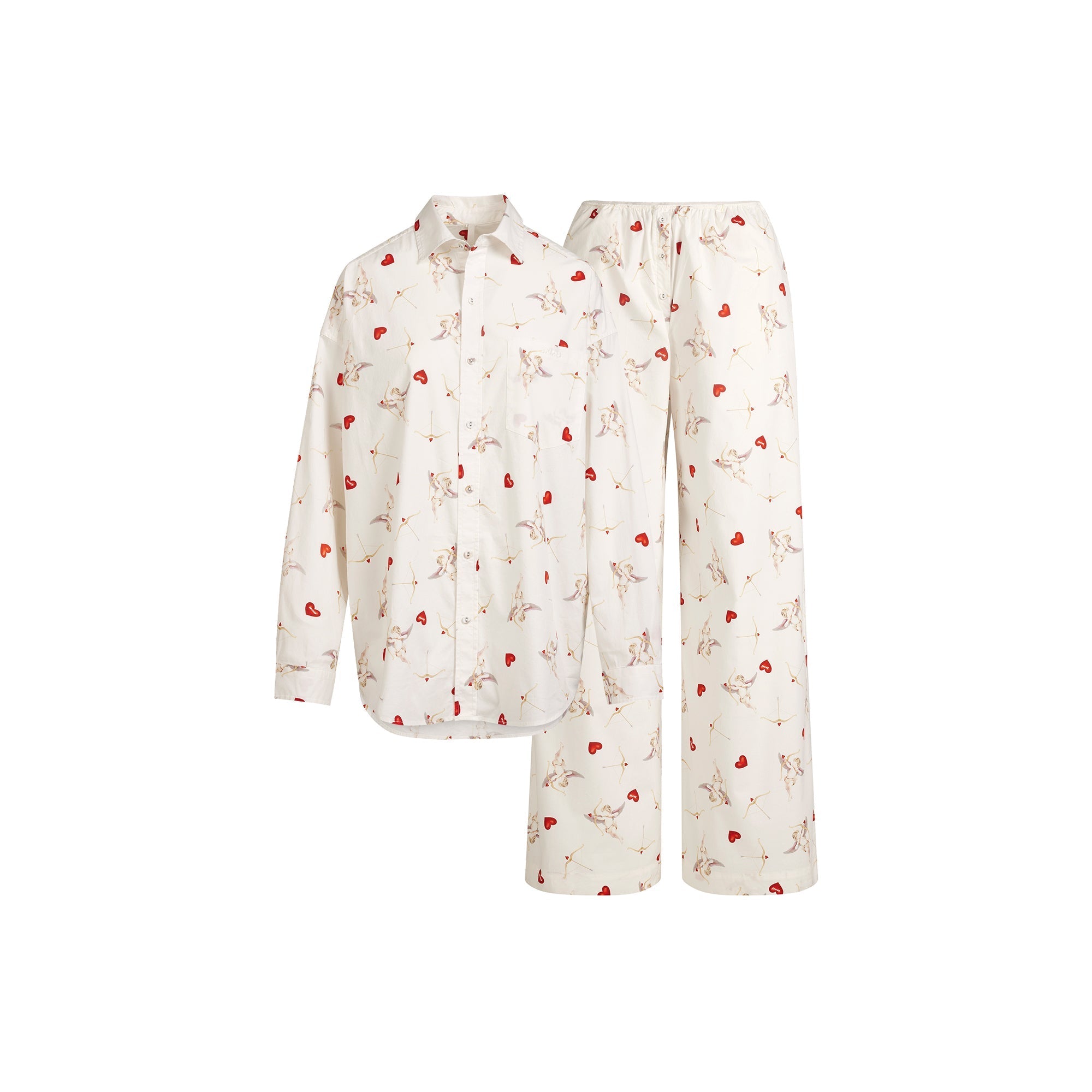 SKIMS COTTON POPLIN OVERBedenD SLEEP SET | MARBLE CHERUB PRINT - Mind Türkiye