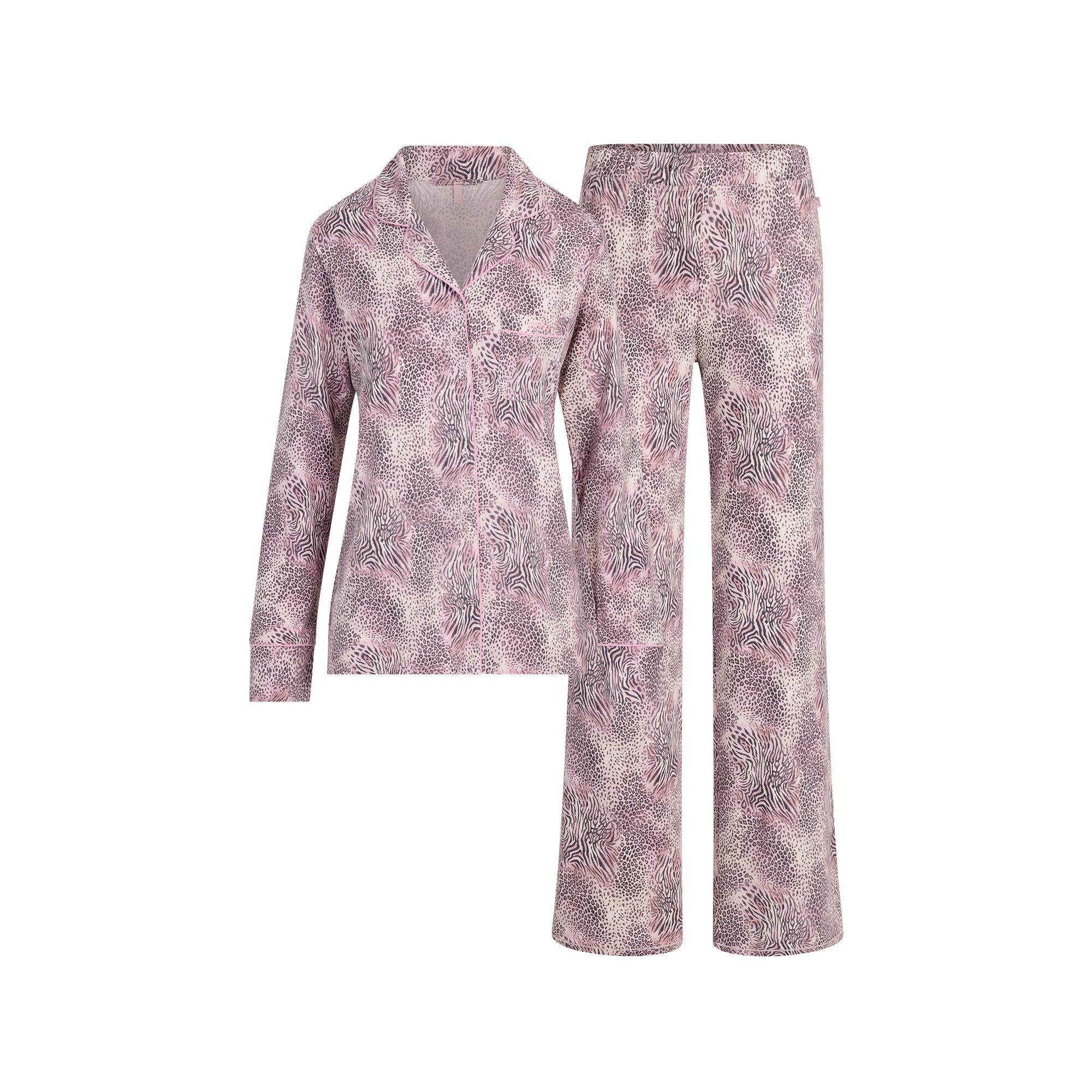 SKIMS SLEEP LONG SLEEVE BUTTON UP SET | BLOOM MINI MULTI ANIMAL - Mind Türkiye