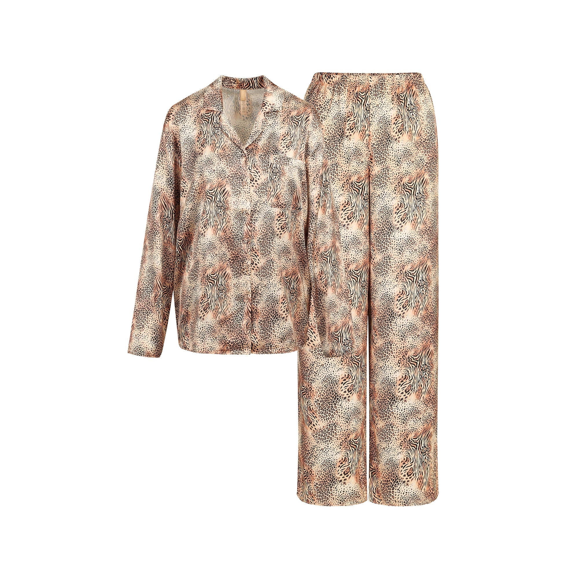 SKIMS WOVEN SHINE LONG SLEEP SET | SAND MINI MULTI ANIMAL - Mind Türkiye