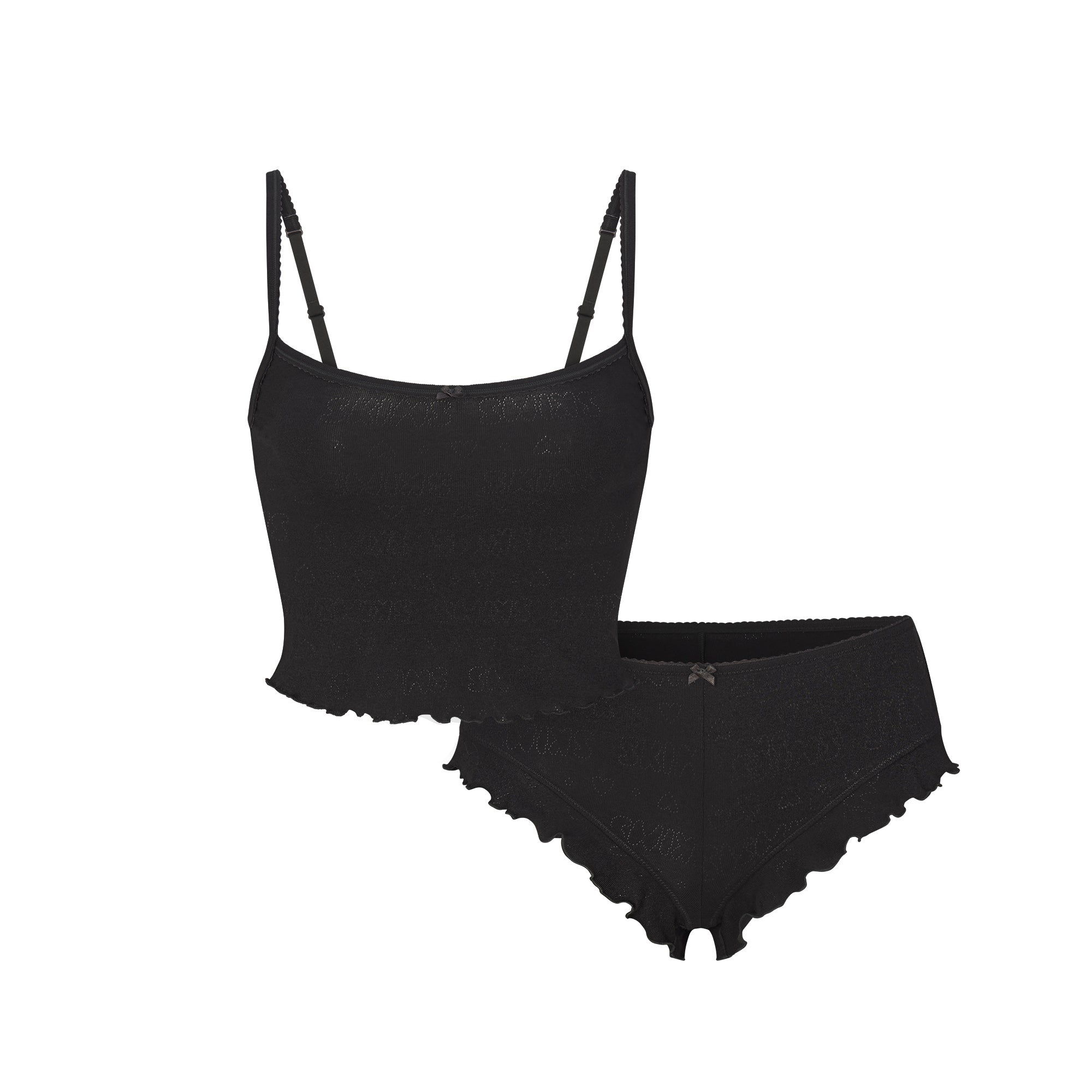 SKIMS LOGO POINTELLE CAMI SLEEP SET | SOOT - Mind Türkiye
