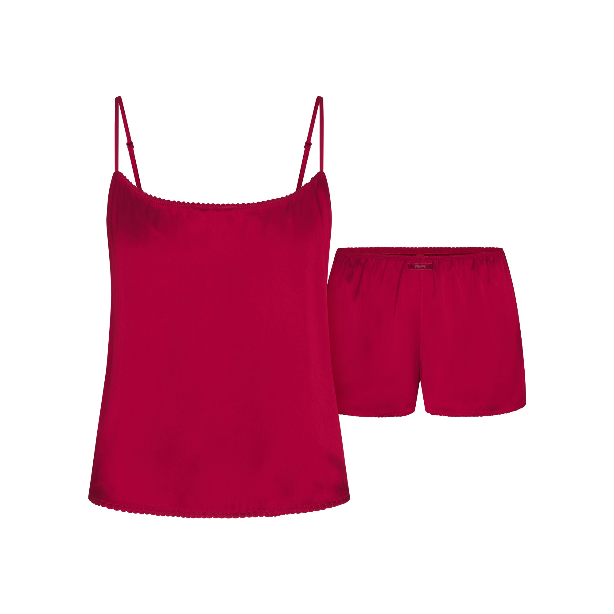 SKIMS WOVEN SHINE CAMI AND SHORT SLEEP SET | BRICK - Mind Türkiye