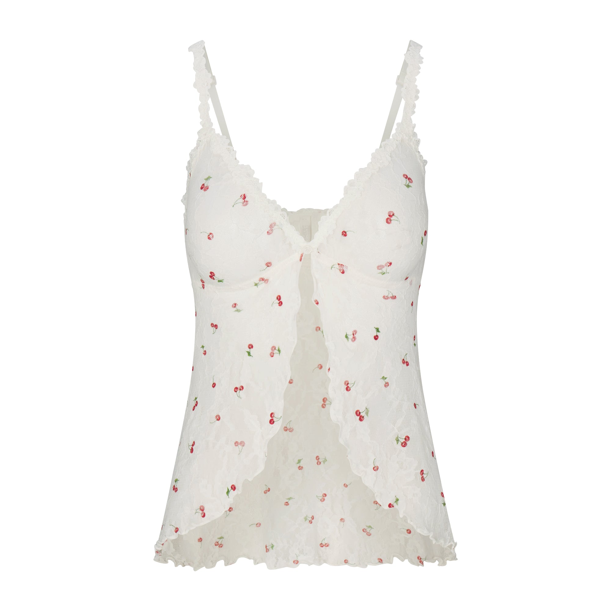 SKIMS STRETCH LACE BABYDOLL TOP | IVORY CHERRY PRINT - Mind Türkiye