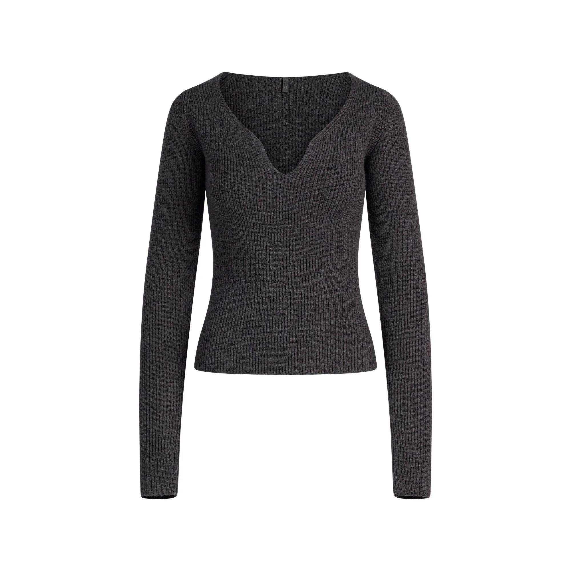 SKIMS SWEATER KNITS RIBBED LONG SLEEVE TOP | ASH