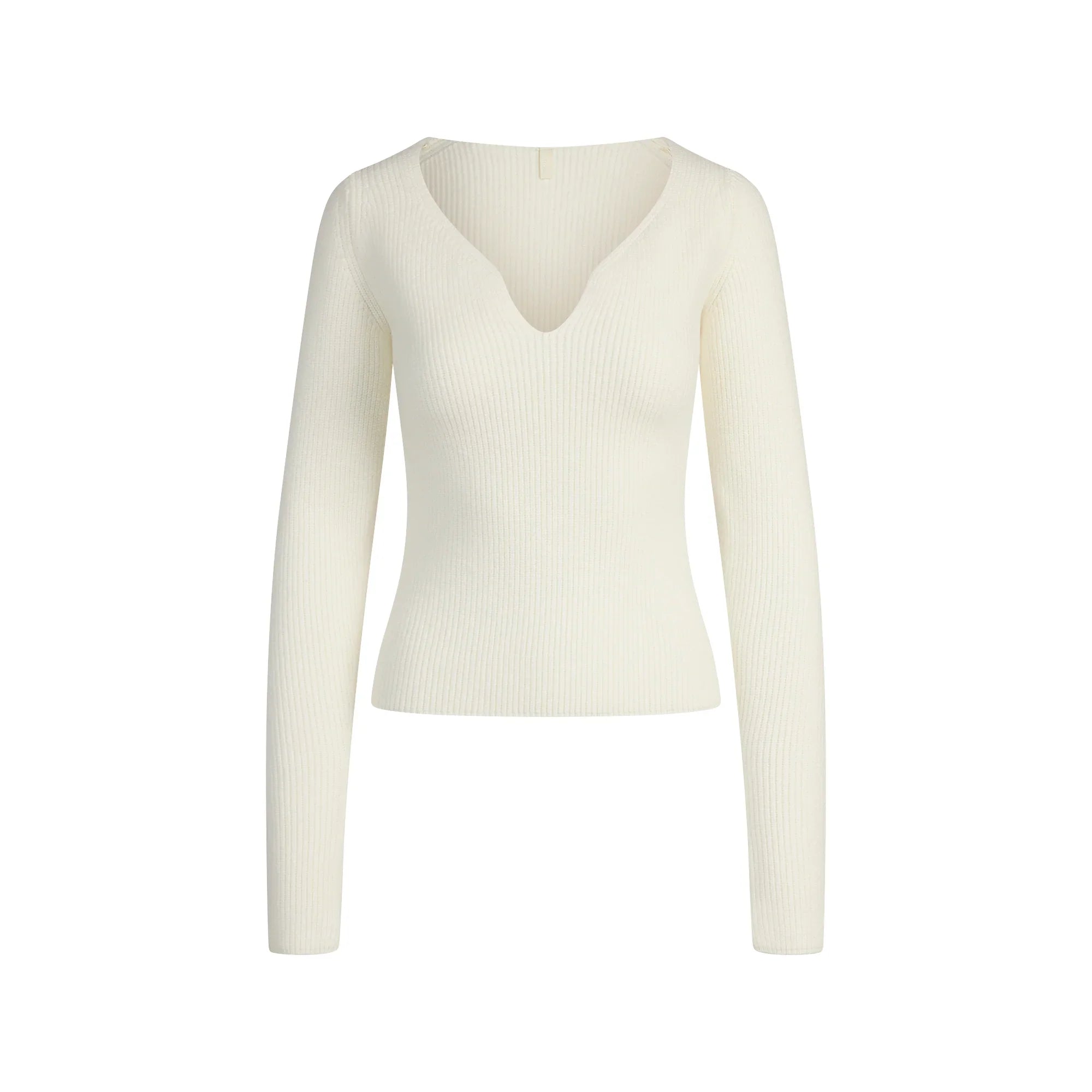 SKIMS SWEATER KNITS RIBBED LONG SLEEVE TOP | IVORY - Mind Türkiye