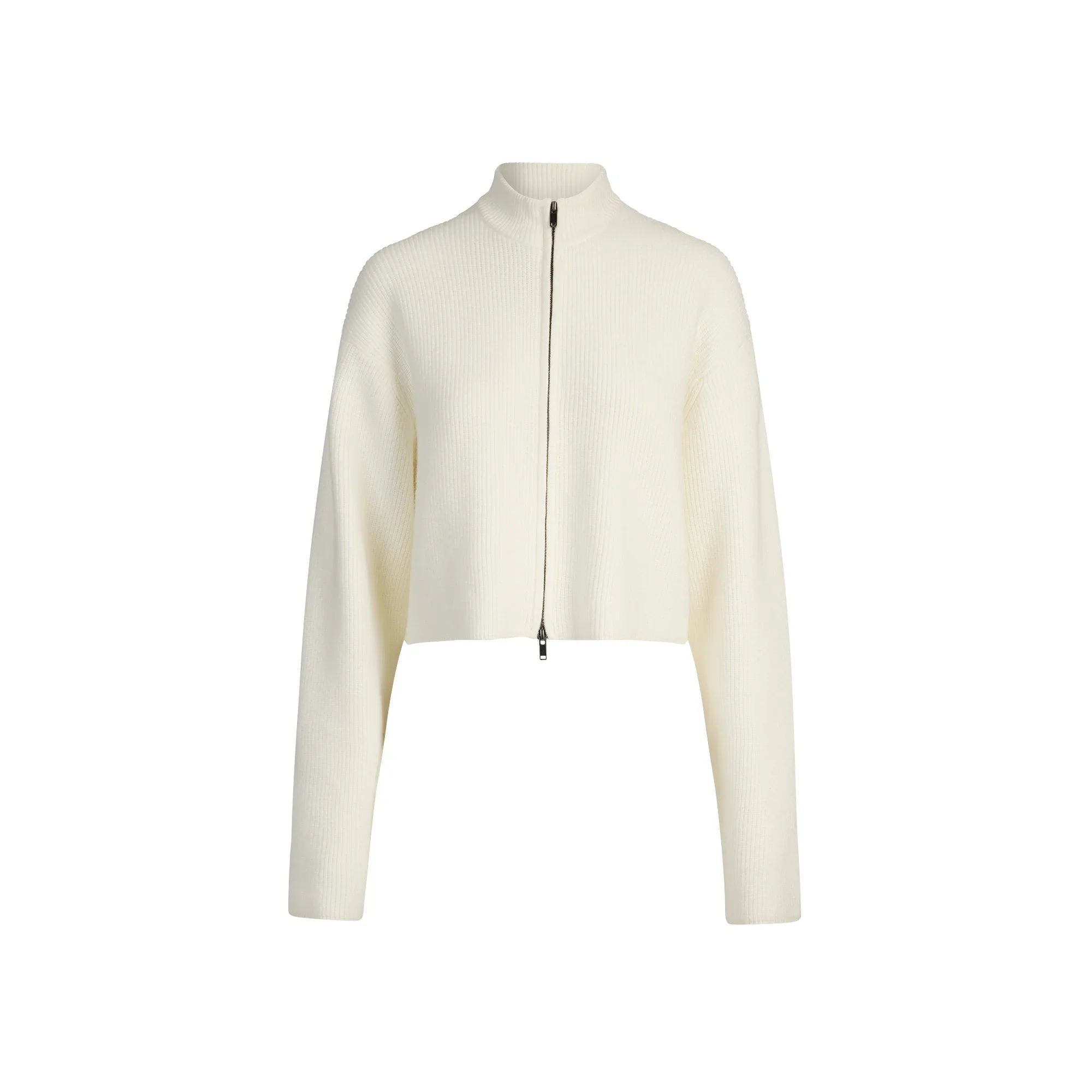 SKIMS SWEATER KNITS RIBBED MOCK NECK ZIP UP | IVORY