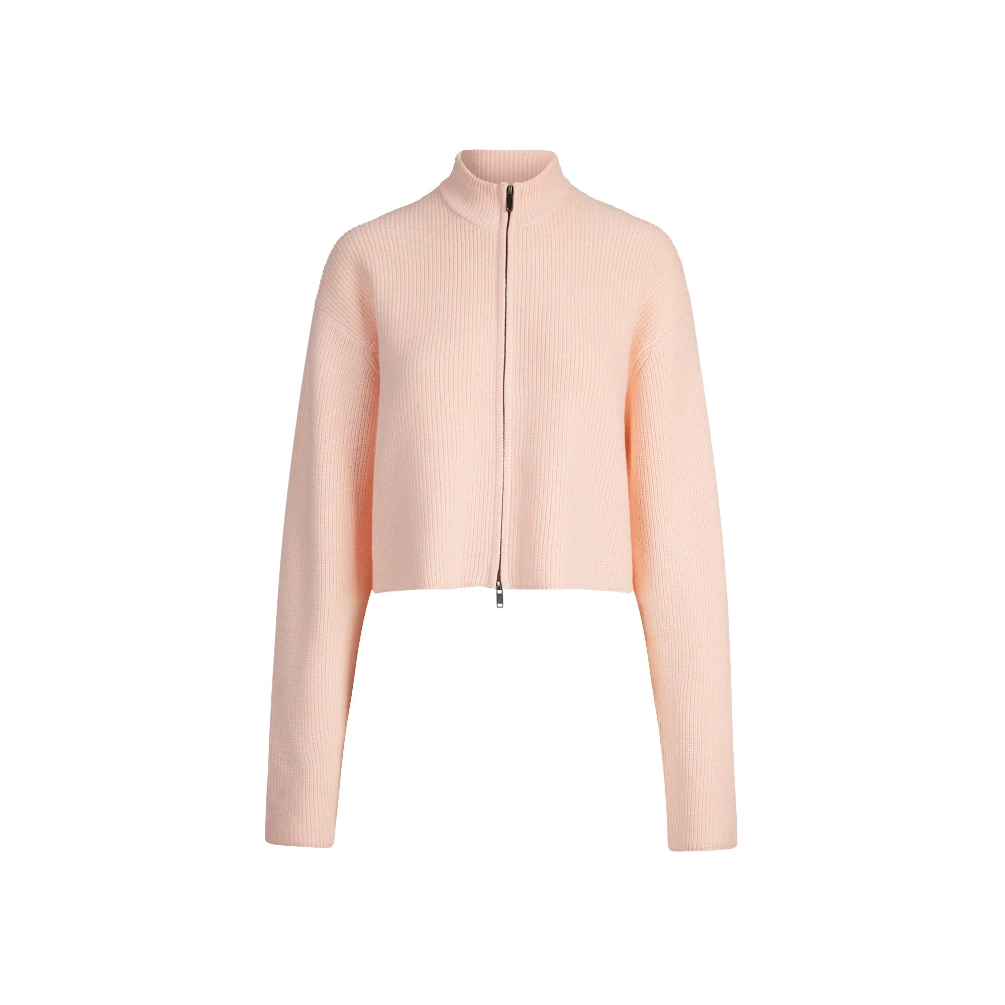 SKIMS SWEATER KNITS RIBBED MOCK NECK ZIP UP | PRIMROSE