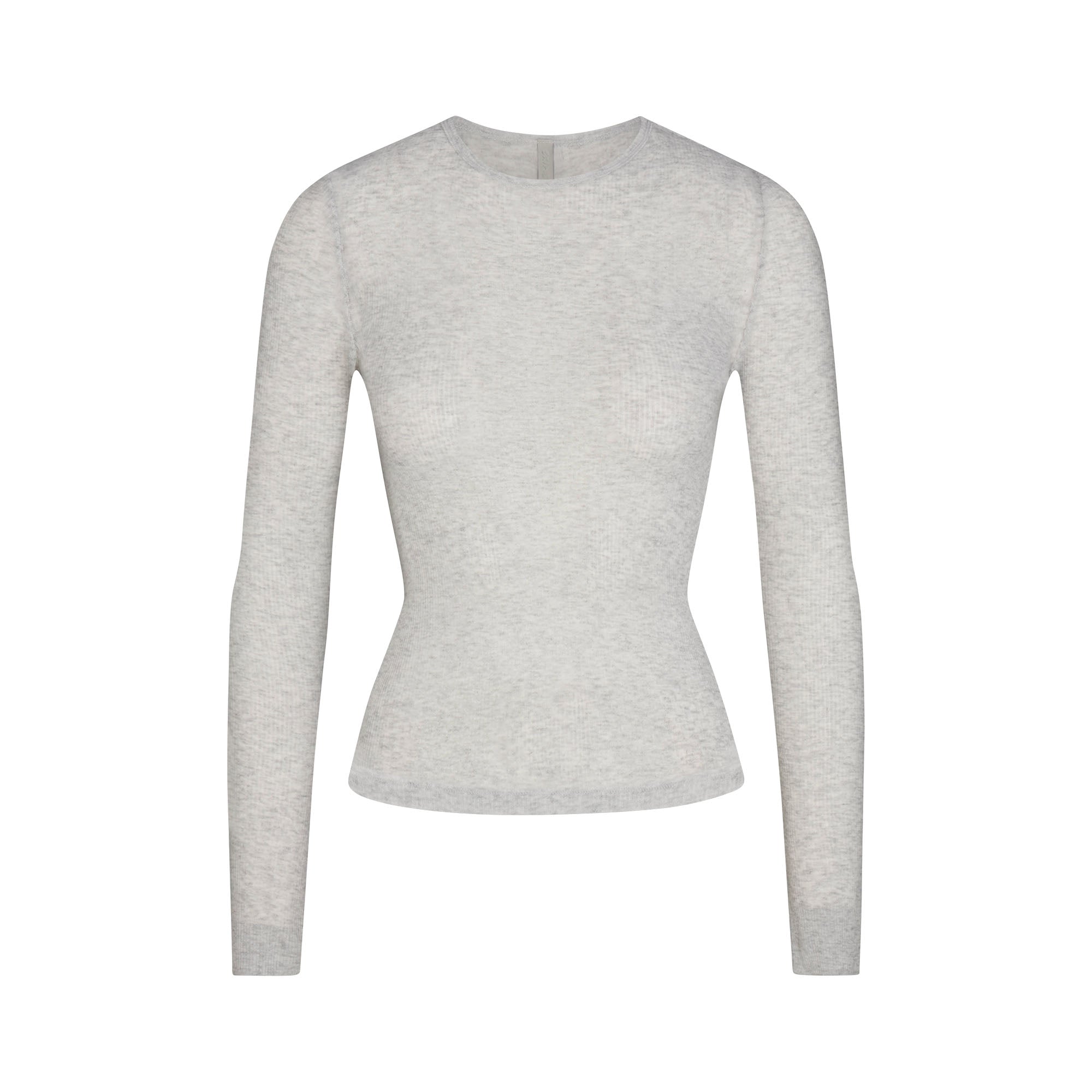SKIMS SHEER RIB LONG SLEEVE TOP | LIGHT HEATHER GREY - Mind Türkiye