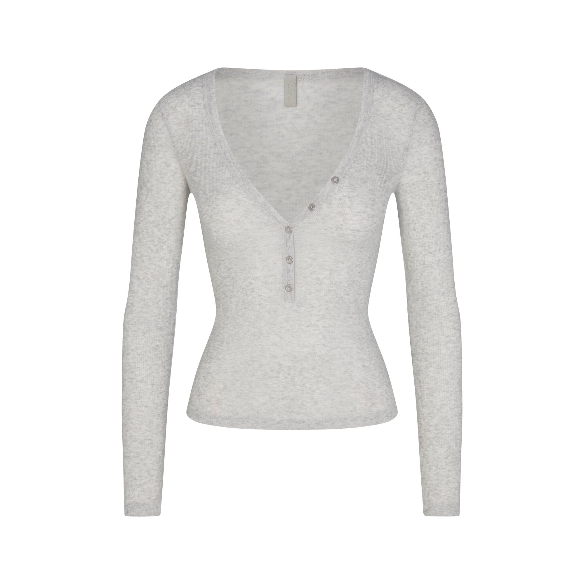 SKIMS SHEER RIB HENLEY | LIGHT HEATHER GREY - Mind Türkiye