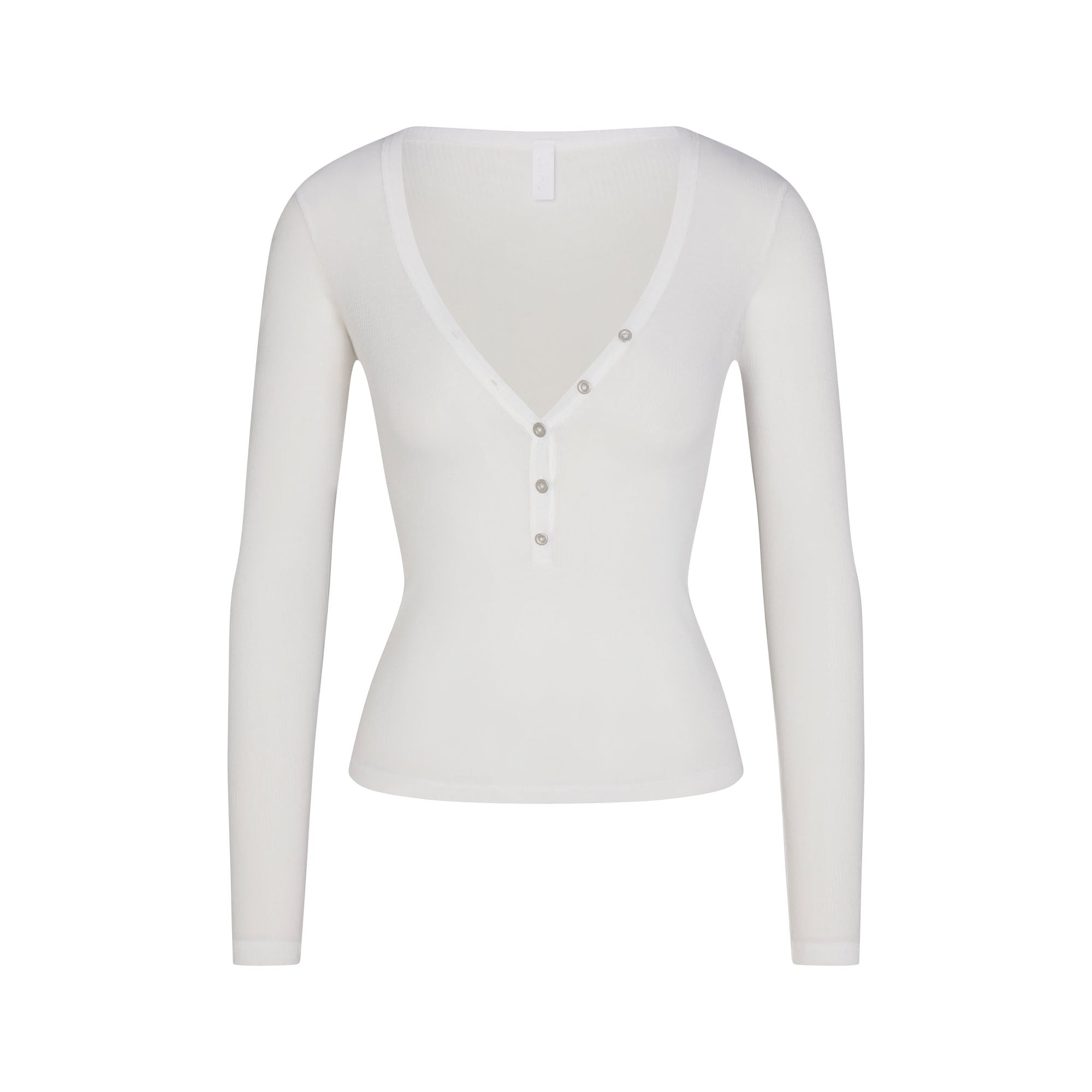 SKIMS SHEER RIB HENLEY | SNOW