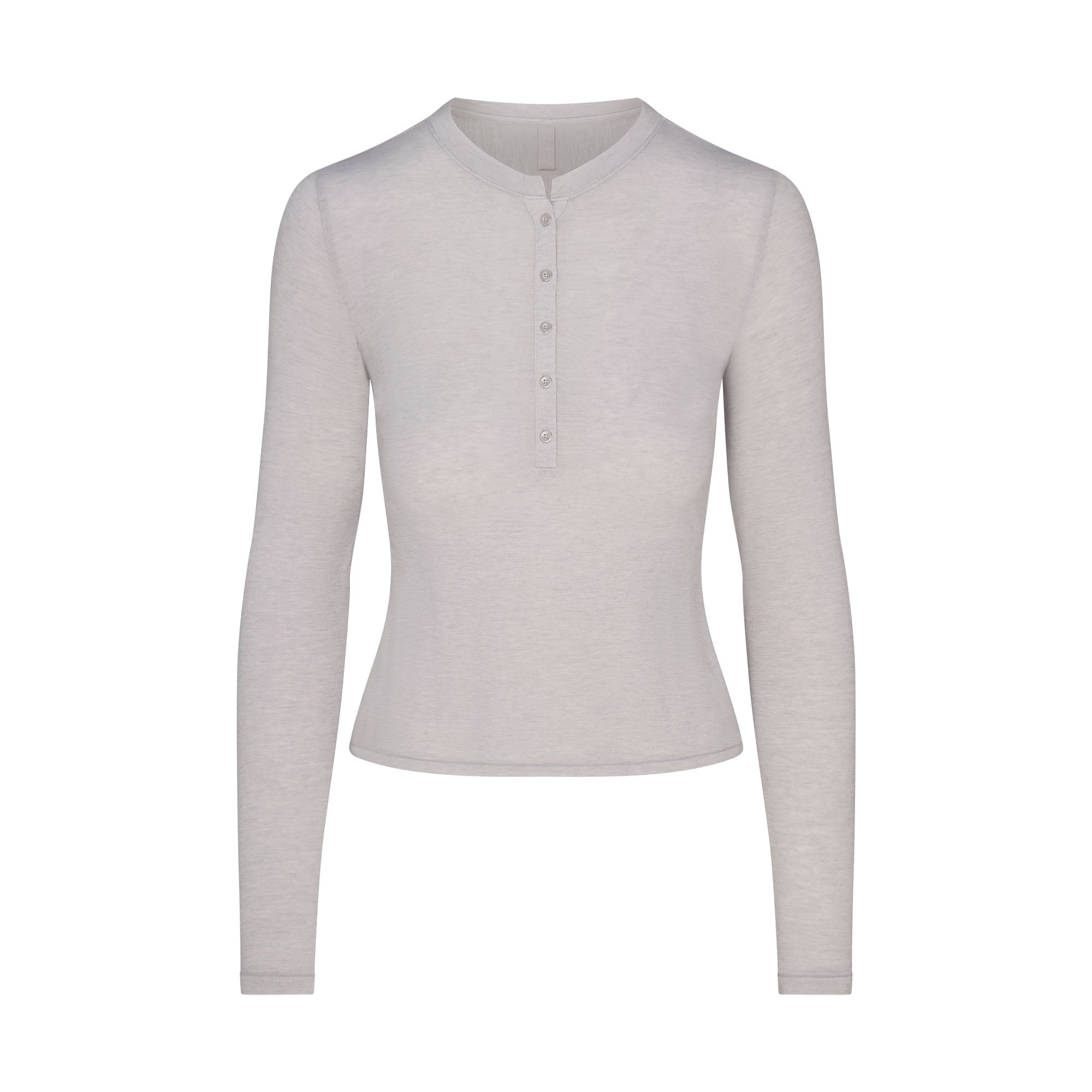 SKIMS SHEER MODAL CREWNECK HENLEY | HEATHER GREY - Mind Türkiye