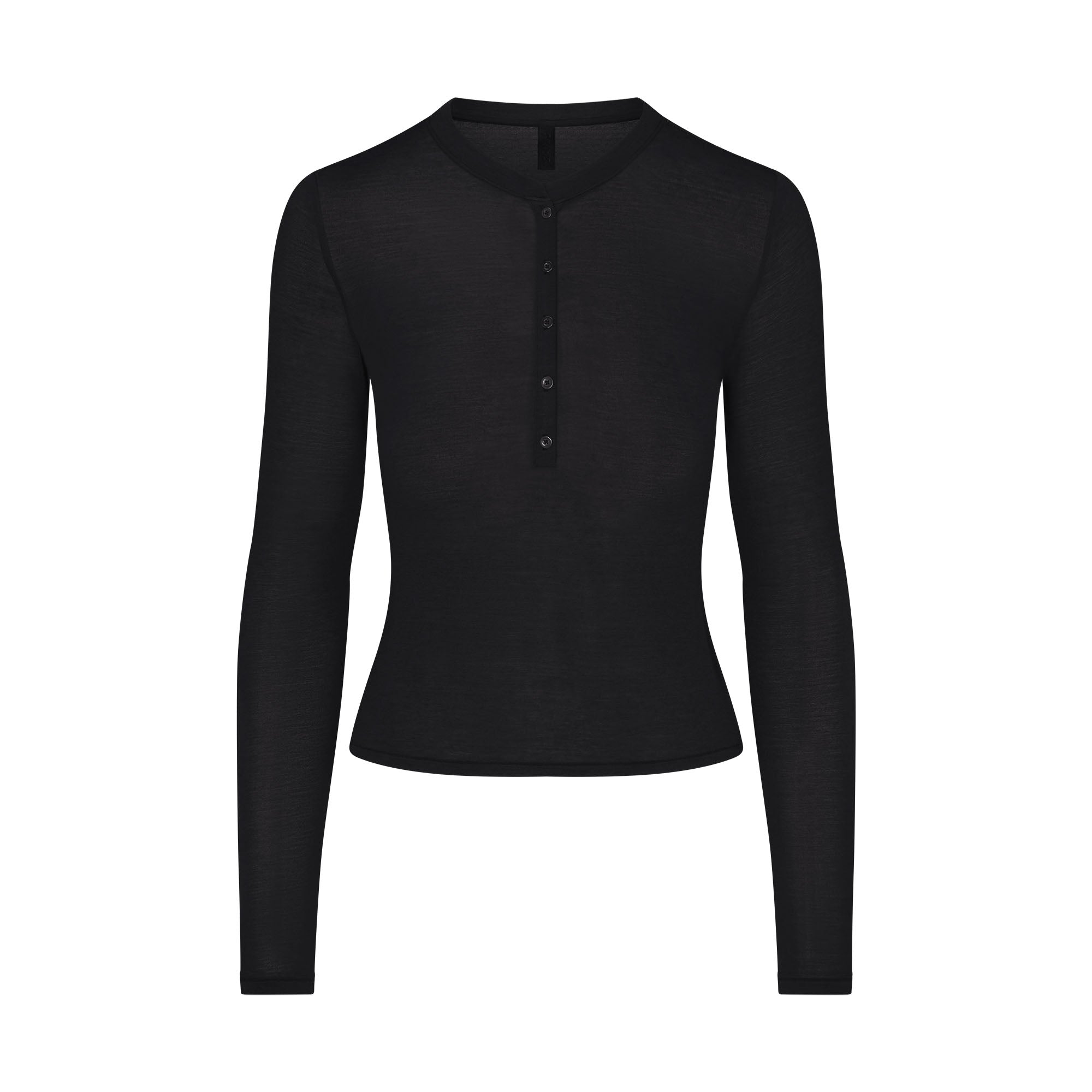 SKIMS SHEER MODAL CREWNECK HENLEY | ONYX