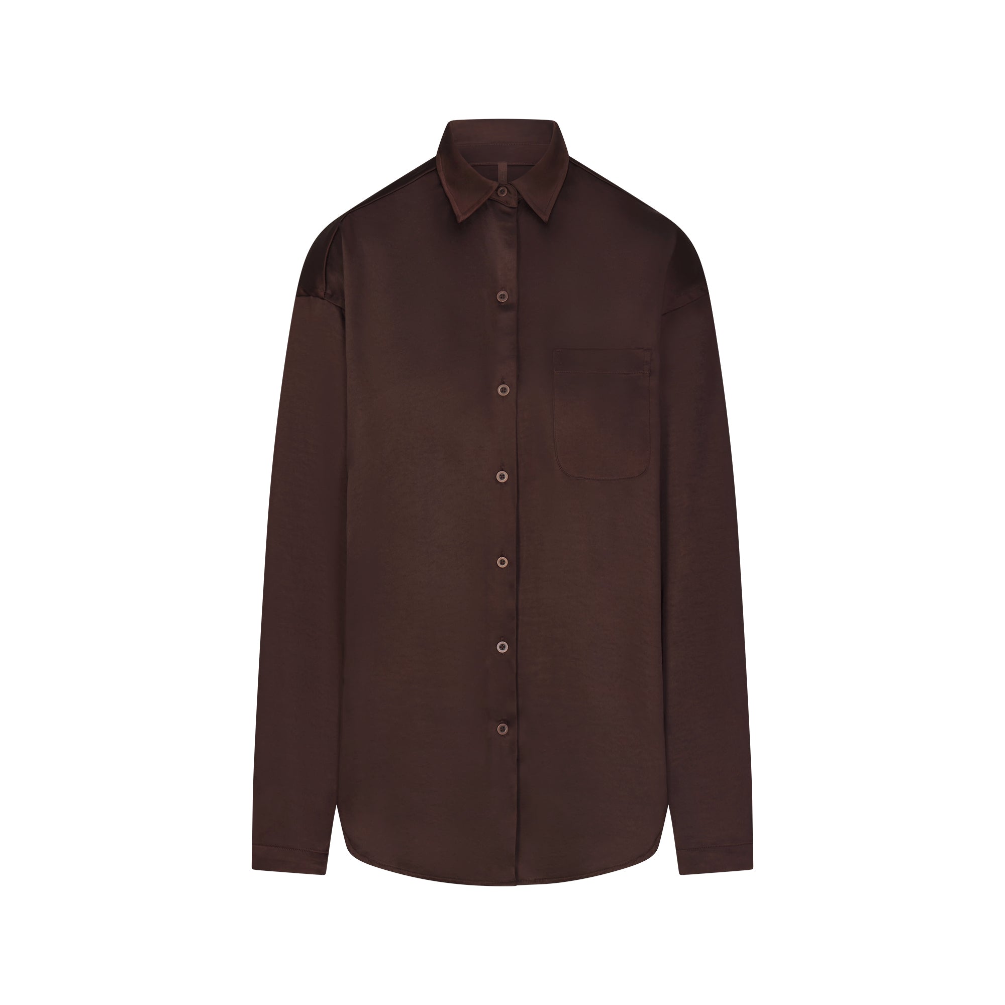 SKIMS LIGHTWEIGHT SATIN OVERBedenD SHIRT | ESPRESSO - Mind Türkiye