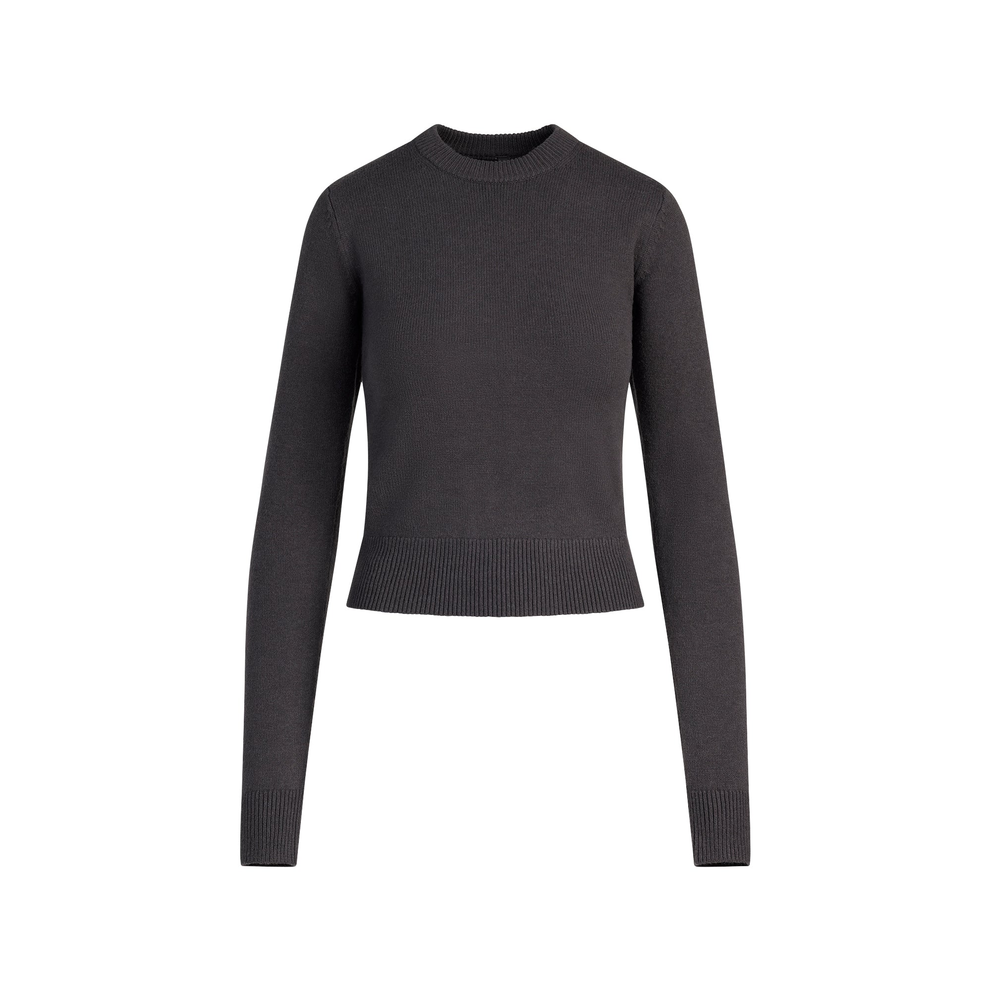SKIMS SWEATER KNITS RIBBED LONG SLEEVE FITTED CREW NECK | ASH