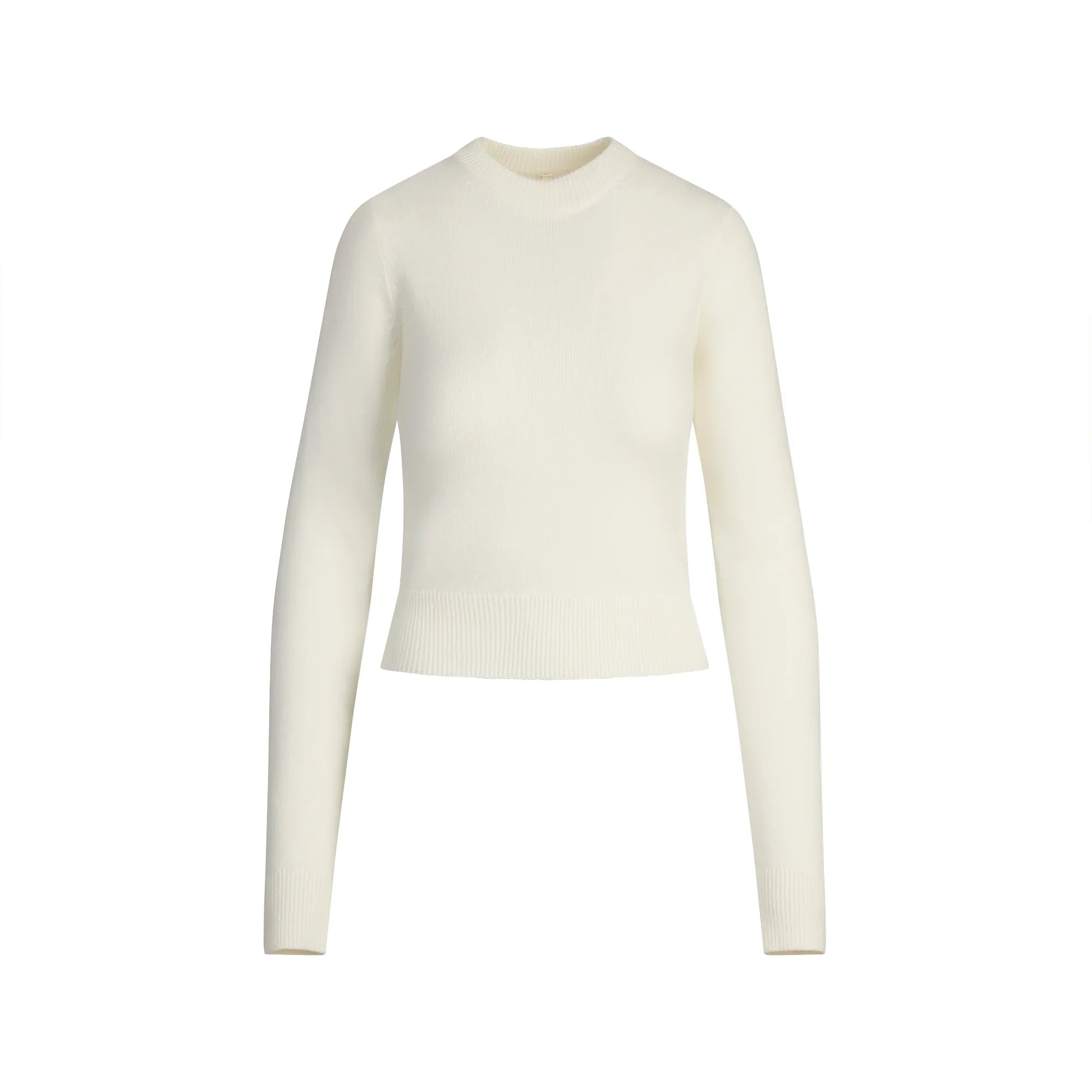 SKIMS SWEATER KNITS RIBBED LONG SLEEVE FITTED CREW NECK | IVORY