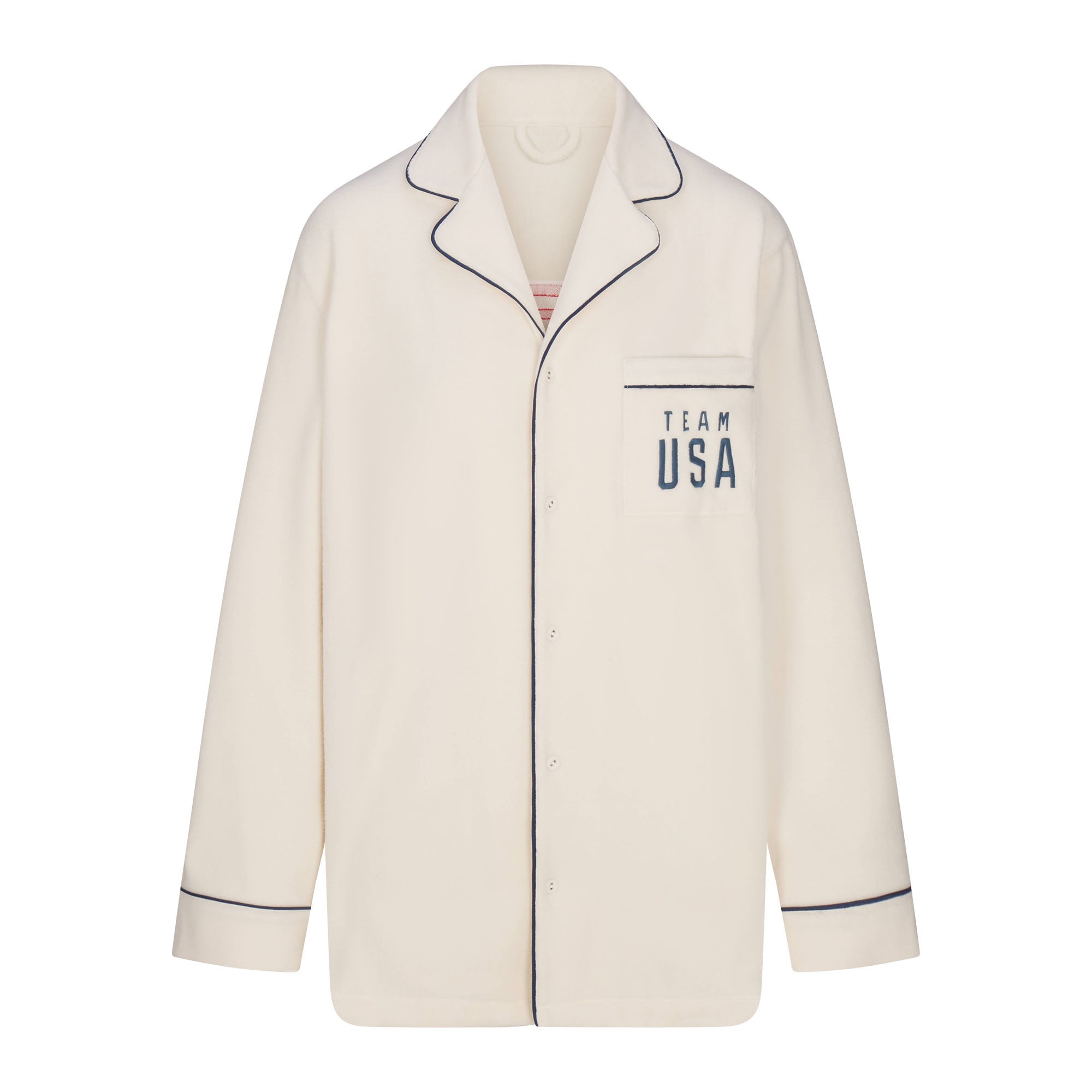 SKIMS FOR TEAM USA FLEECE UNISEX OLYMPIC OVERBedenD SLEEP TOP | ECRU - Mind Türkiye