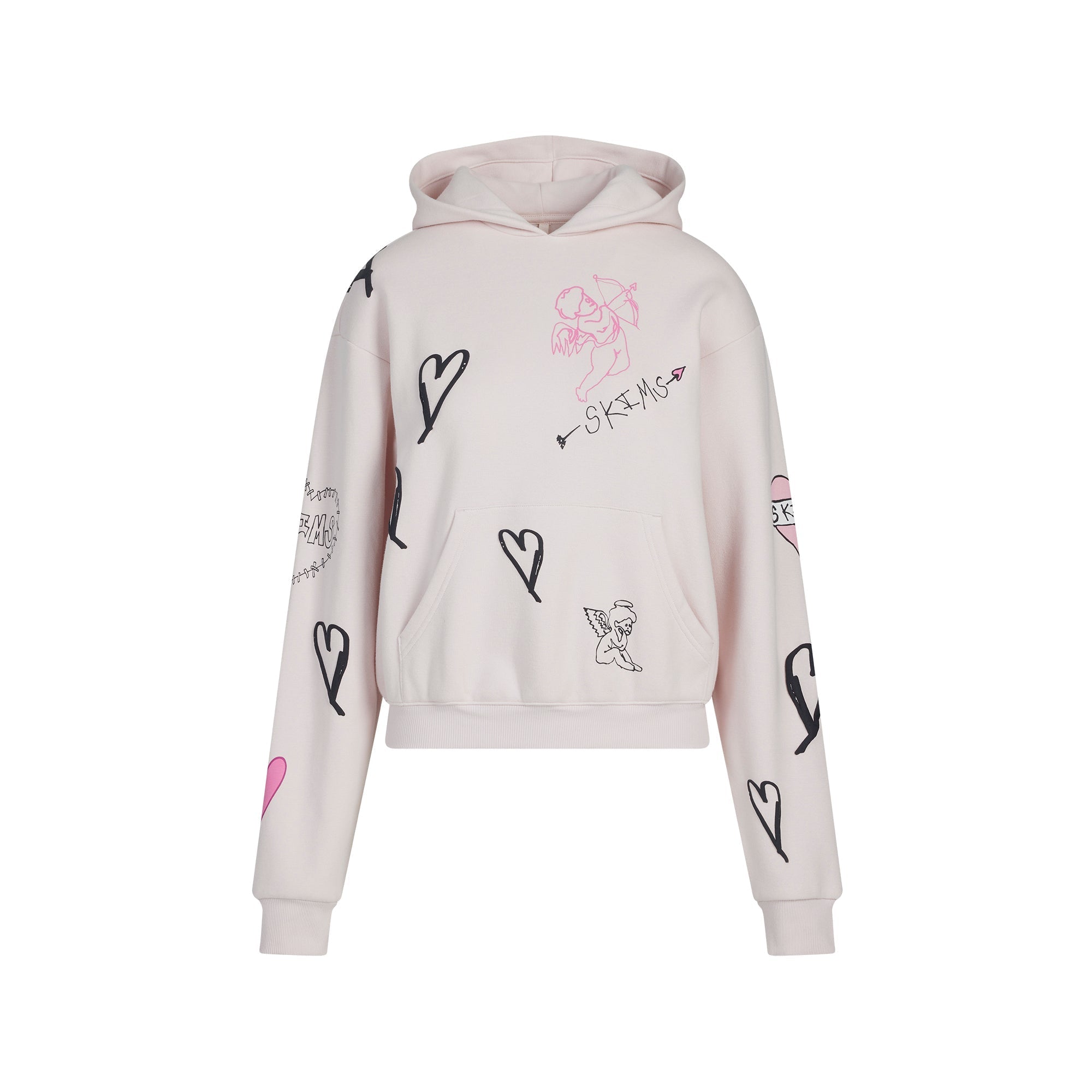 SKIMS COTTON FLEECE CLASSIC HOODIE | BARELY PINK ANGEL SKETCH - Mind Türkiye