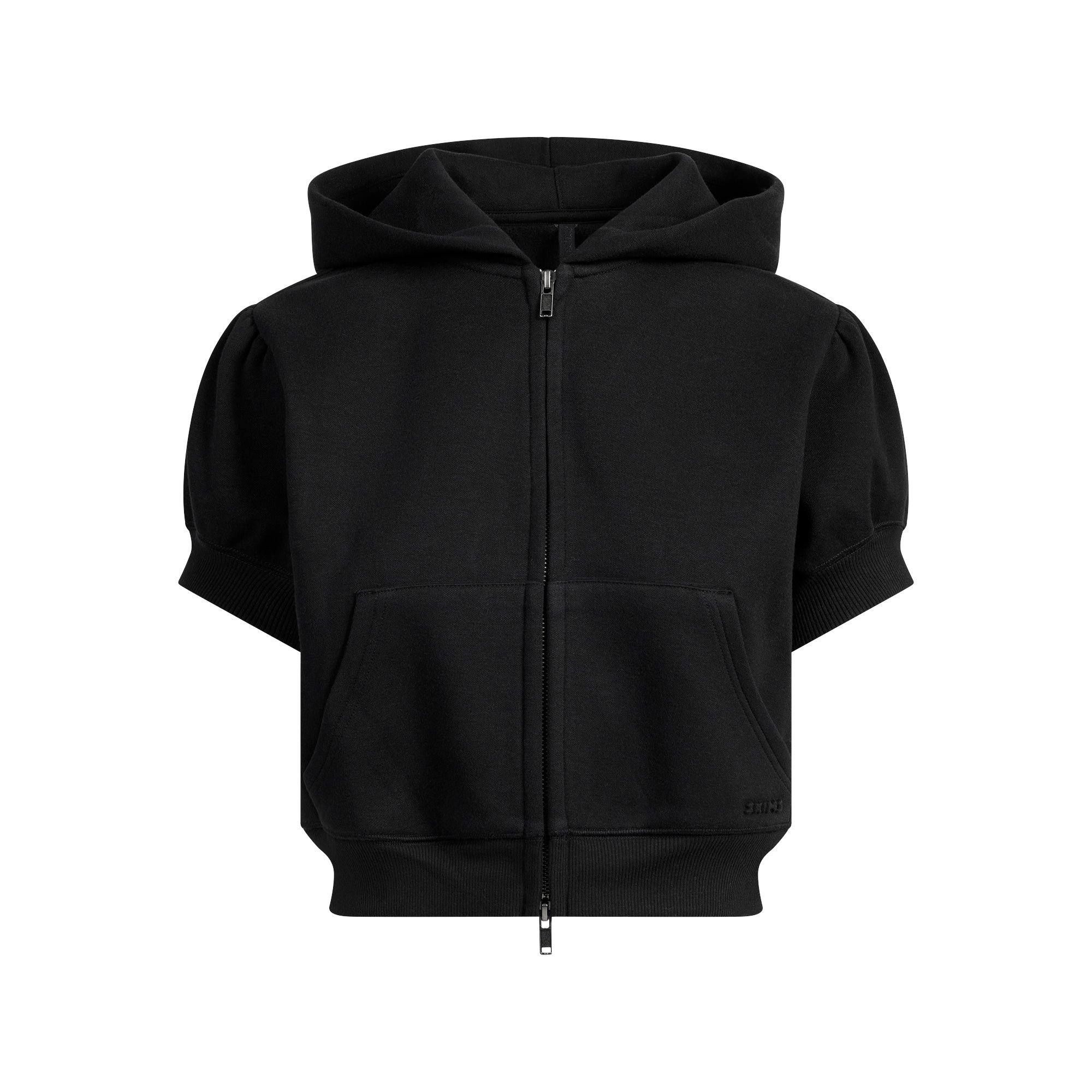 SKIMS COTTON FLEECE BUBBLE SLEEVE CROPPED ZIP UP | ONYX - Mind Türkiye