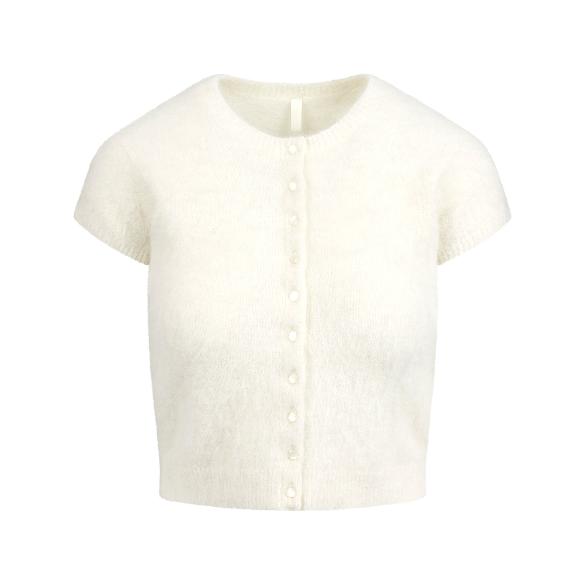 SKIMS BRUSHED ALPACA SHORT SLEEVE CARDIGAN | EGRET - Mind Türkiye