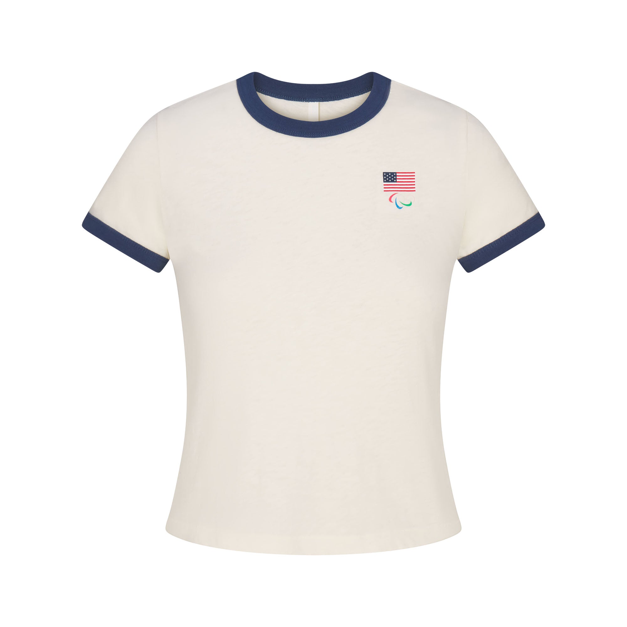 SKIMS FOR TEAM USA WORN IN JERSEY PARALYMPIC SHRUNKEN T-SHIRT | ECRU