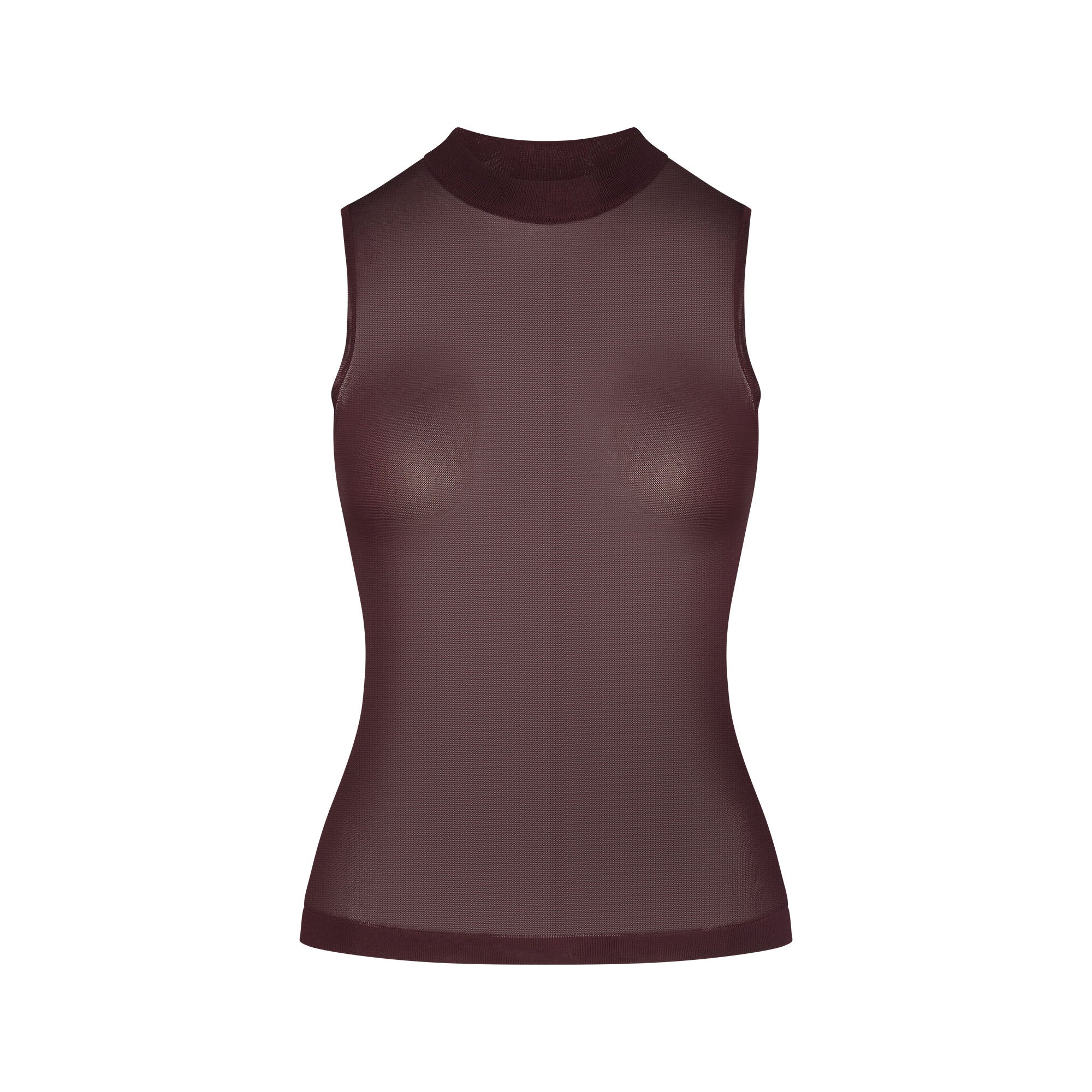 SKIMS SLINKY KNIT MOCK NECK TANK | CURRANT - Mind Türkiye