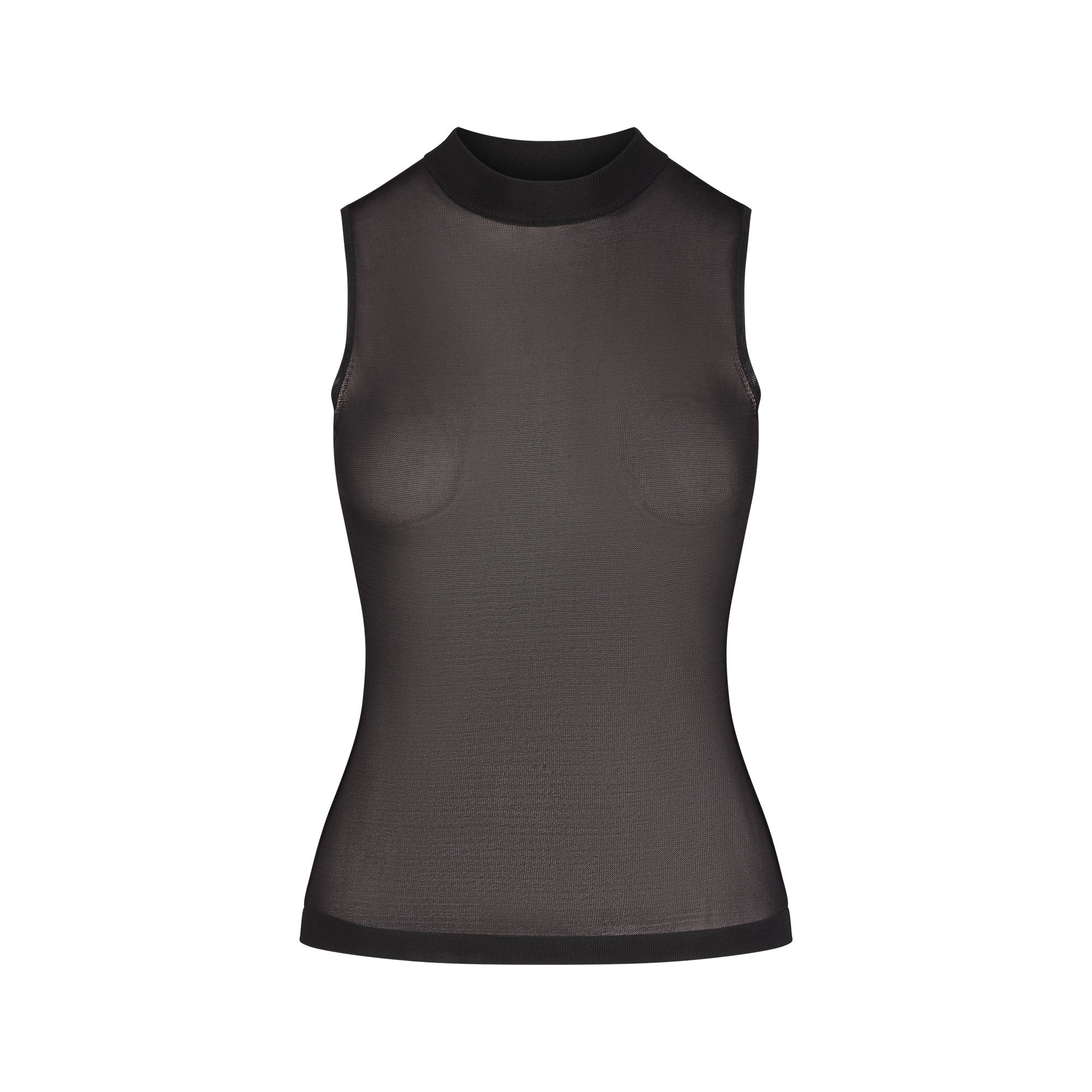 SKIMS SLINKY KNIT MOCK NECK TANK | OBSIDIAN