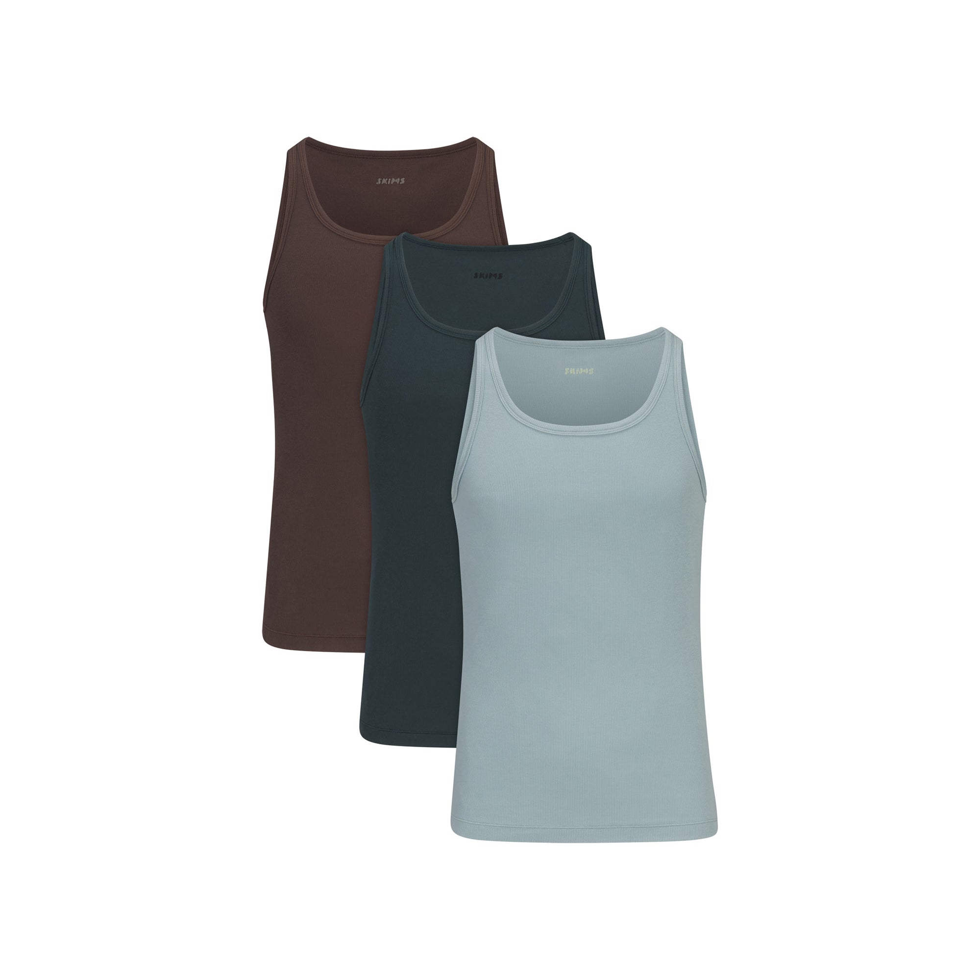 SKIMS COTTON MENS RIB TANK 3-PACK | VERDANT DARK SEPIA MULTI - Mind Türkiye
