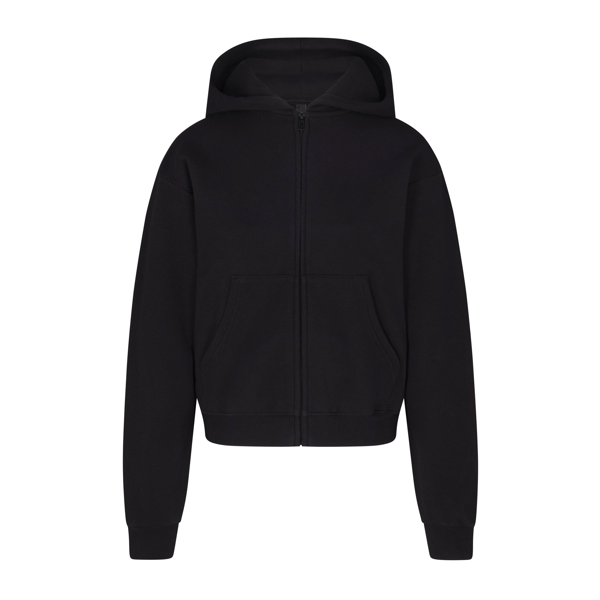 SKIMS COTTON FLEECE CLASSIC ZIP UP HOODIE | ONYX