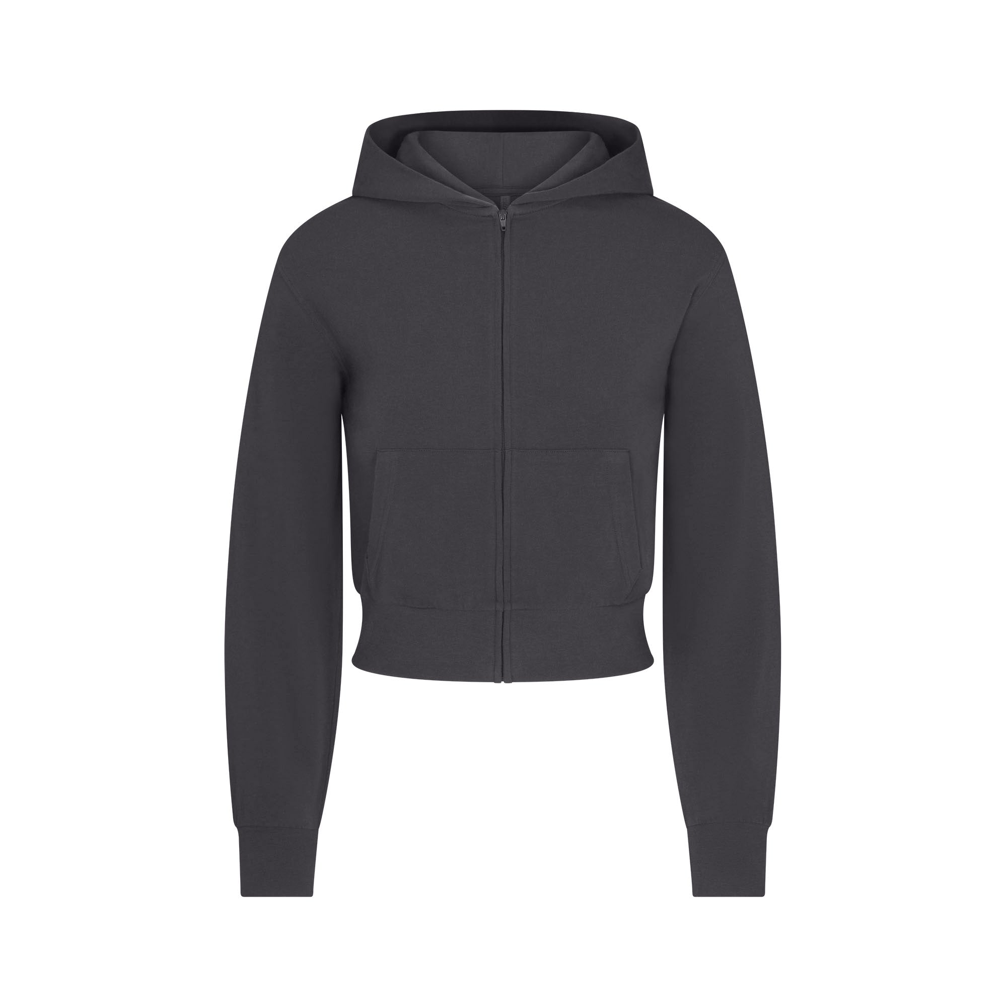SKIMS COTTON JERSEY ZIP UP HOODIE | ASH