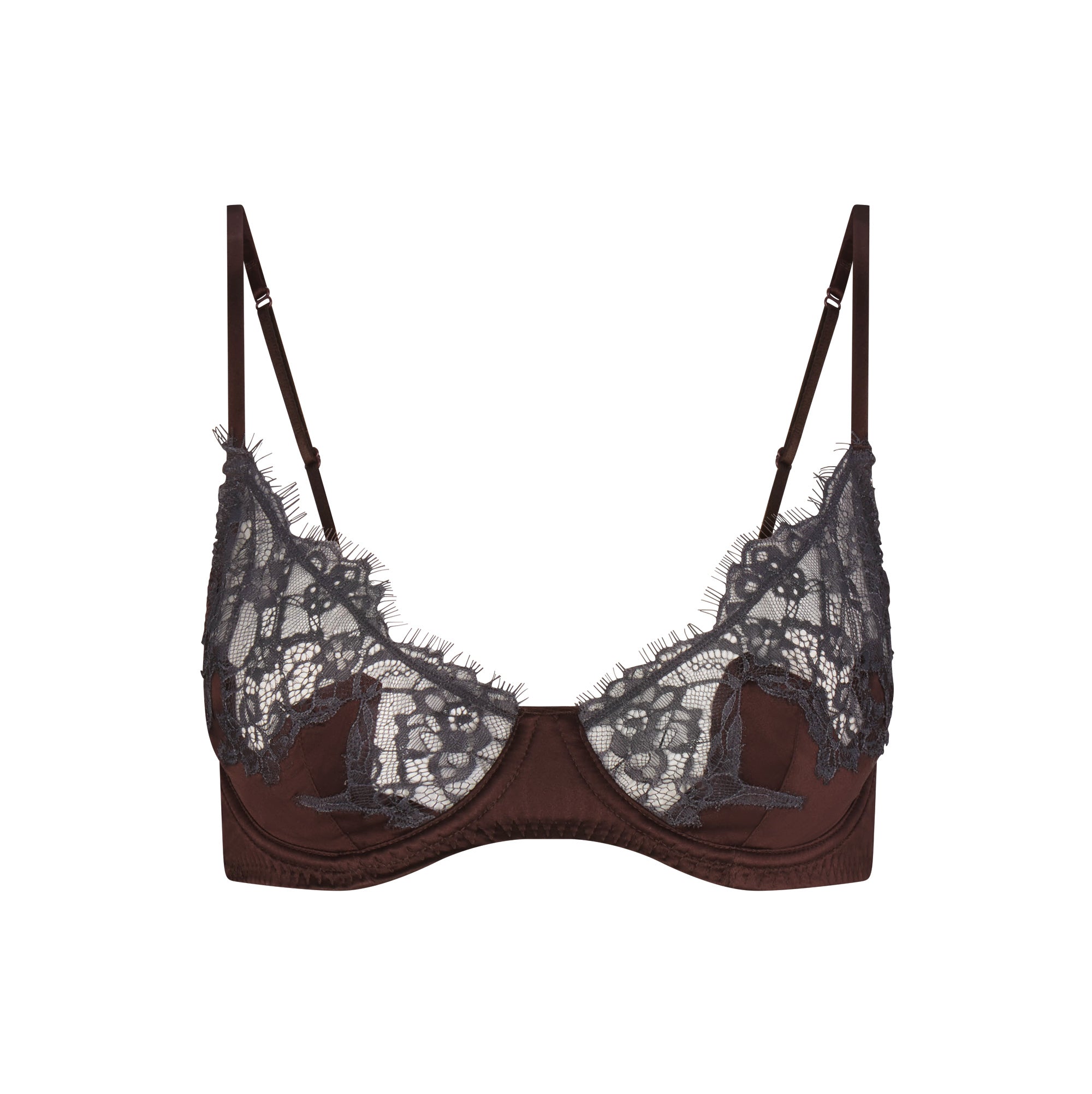 SKIMS SILK LACE UNLINED DEMI BRA | ESPRESSO CONTRAST - Mind Türkiye