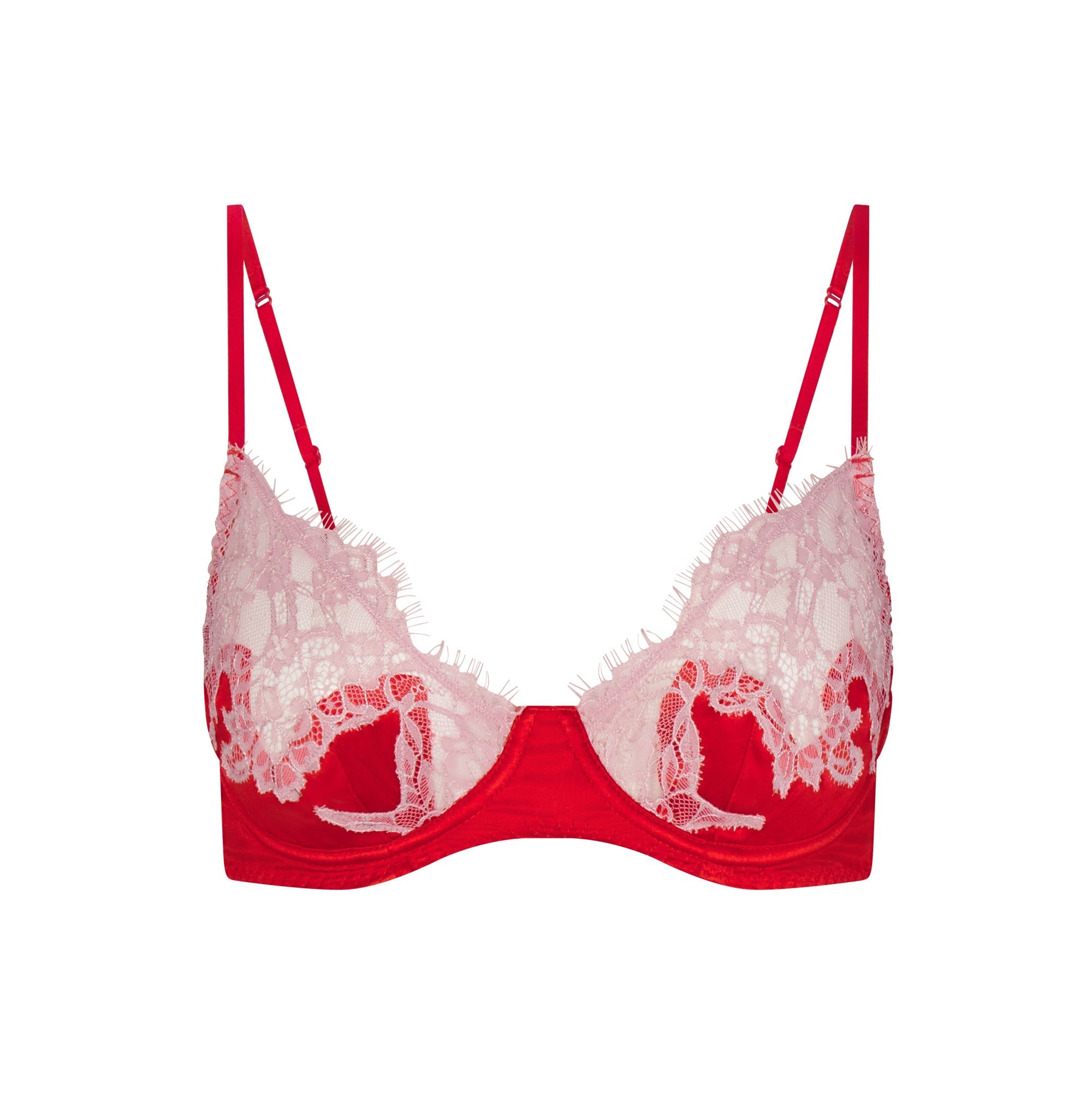 SKIMS SILK LACE UNLINED DEMI BRA | RUBY CONTRAST - Mind Türkiye