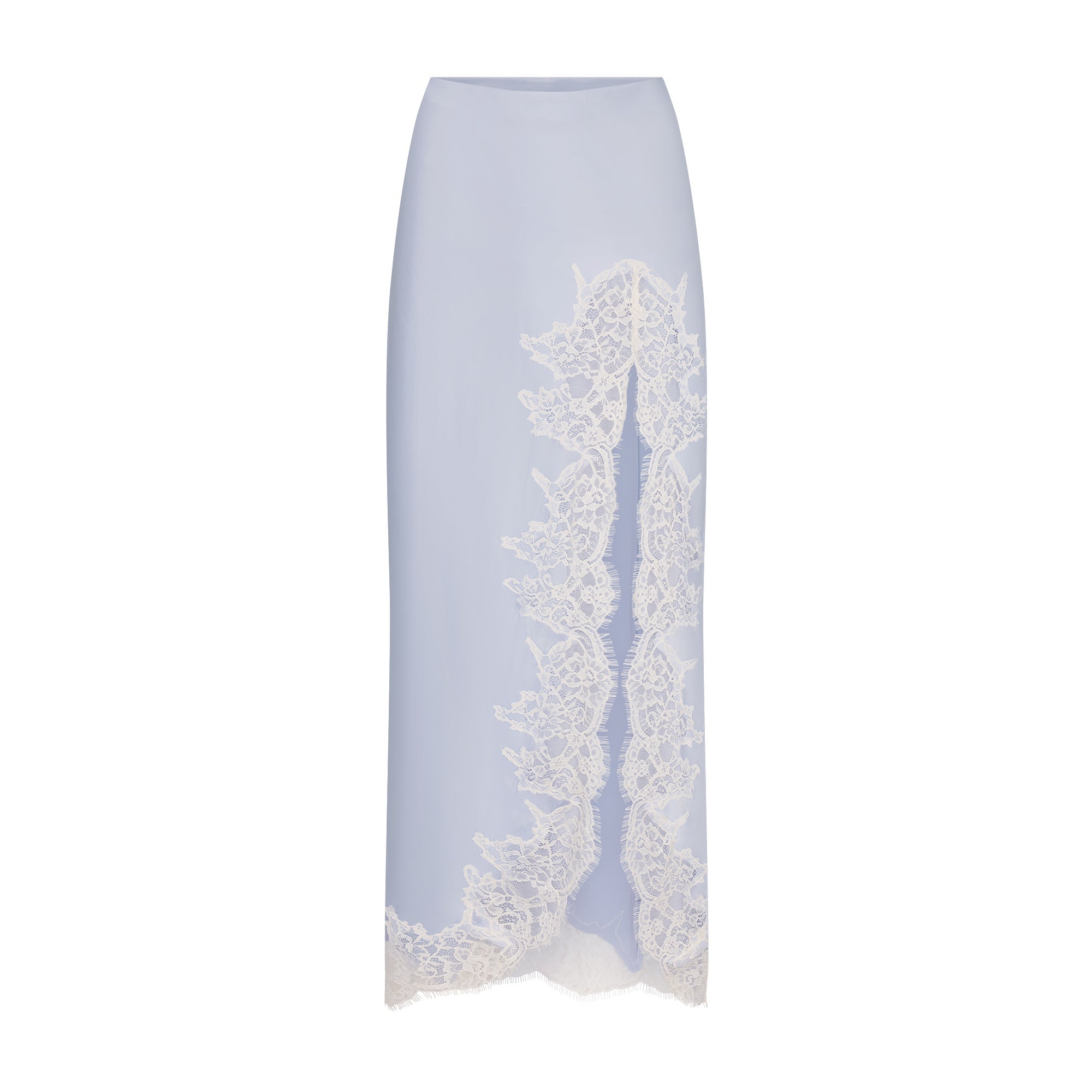 SKIMS SILK LACE SLIP MIDI SKIRT | PERIWINKLE CONTRAST