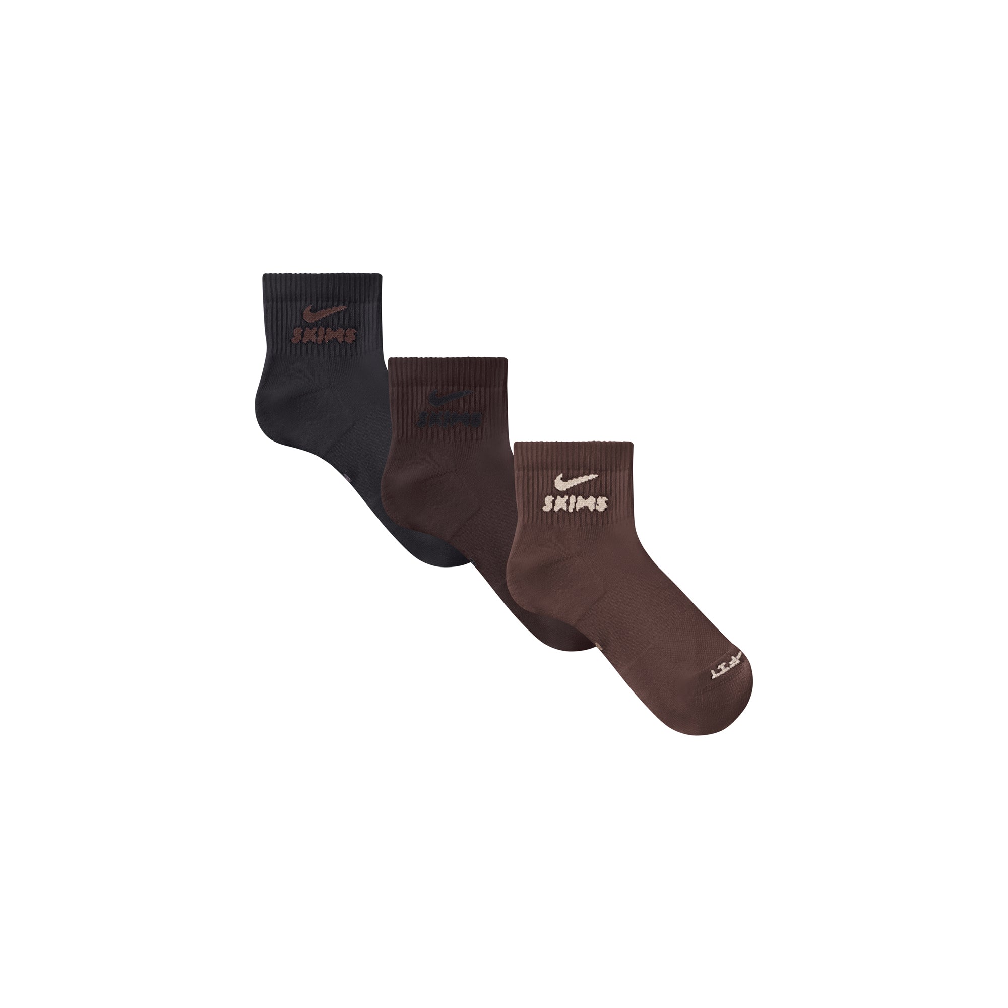 NikeSKIMS ACCESSORIES DRI-FIT QUARTER CREW SOCK 3-PACK | DARK SEPIA MULTI - Mind Türkiye