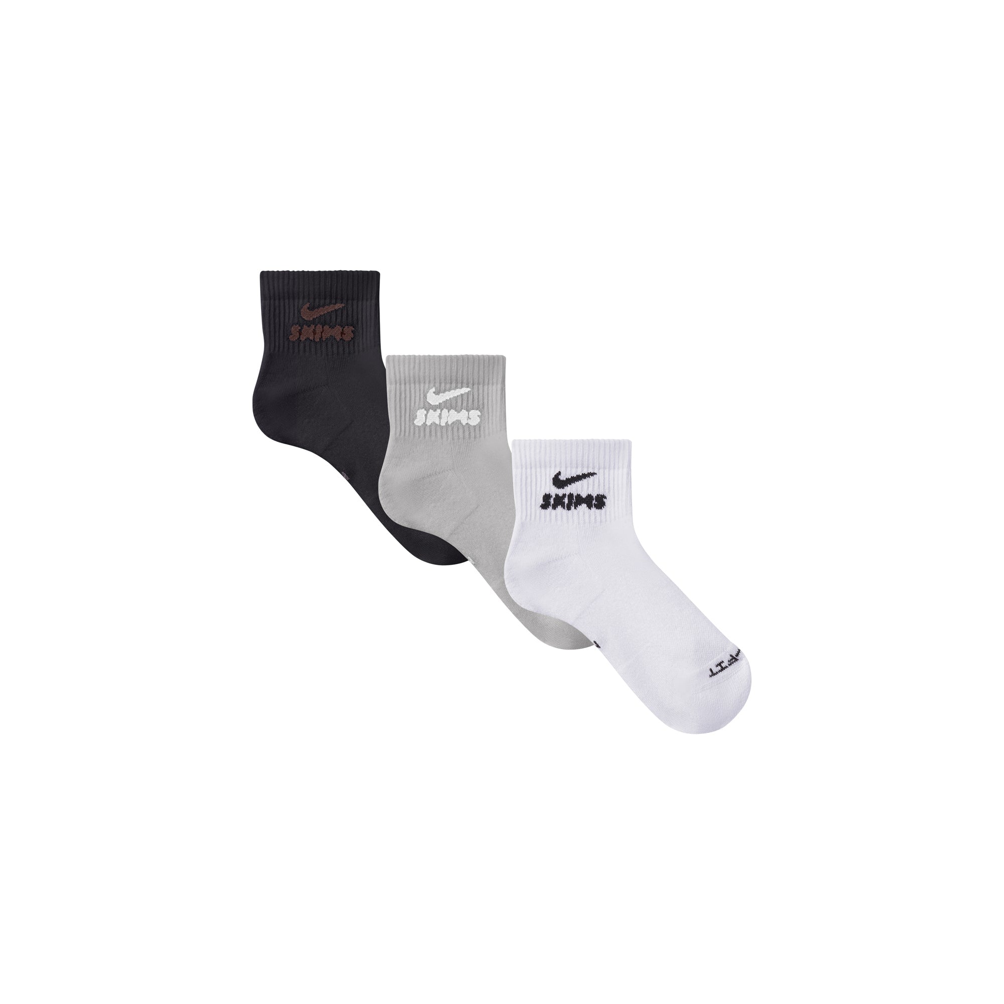 NikeSKIMS ACCESSORIES DRI-FIT QUARTER CREW SOCK 3-PACK | HEATHER GREY MULTI - Mind Türkiye