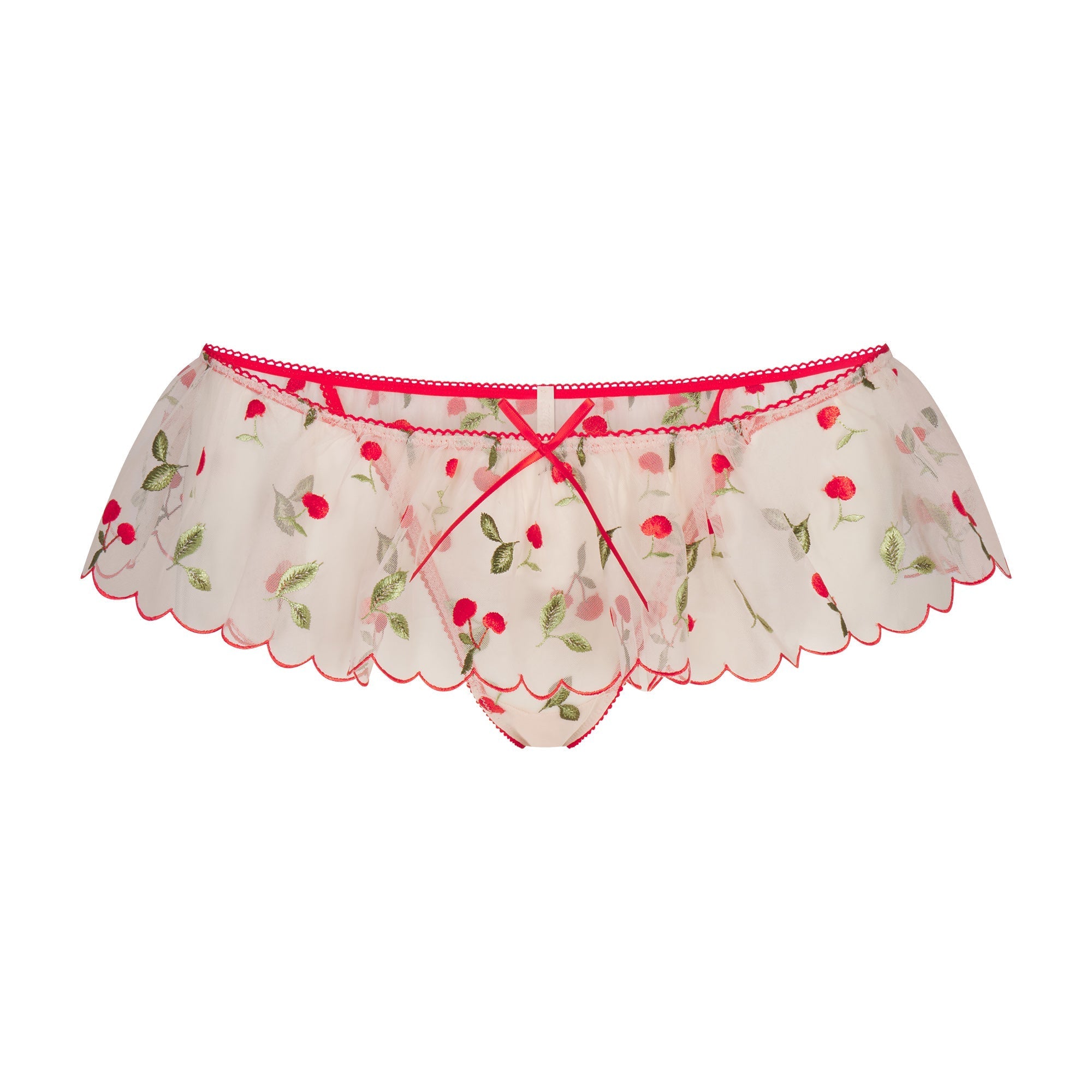 SKIMS EMBROIDERED TULLE SKIRT BIKINI | PRIMROSE CHERRY TULLE