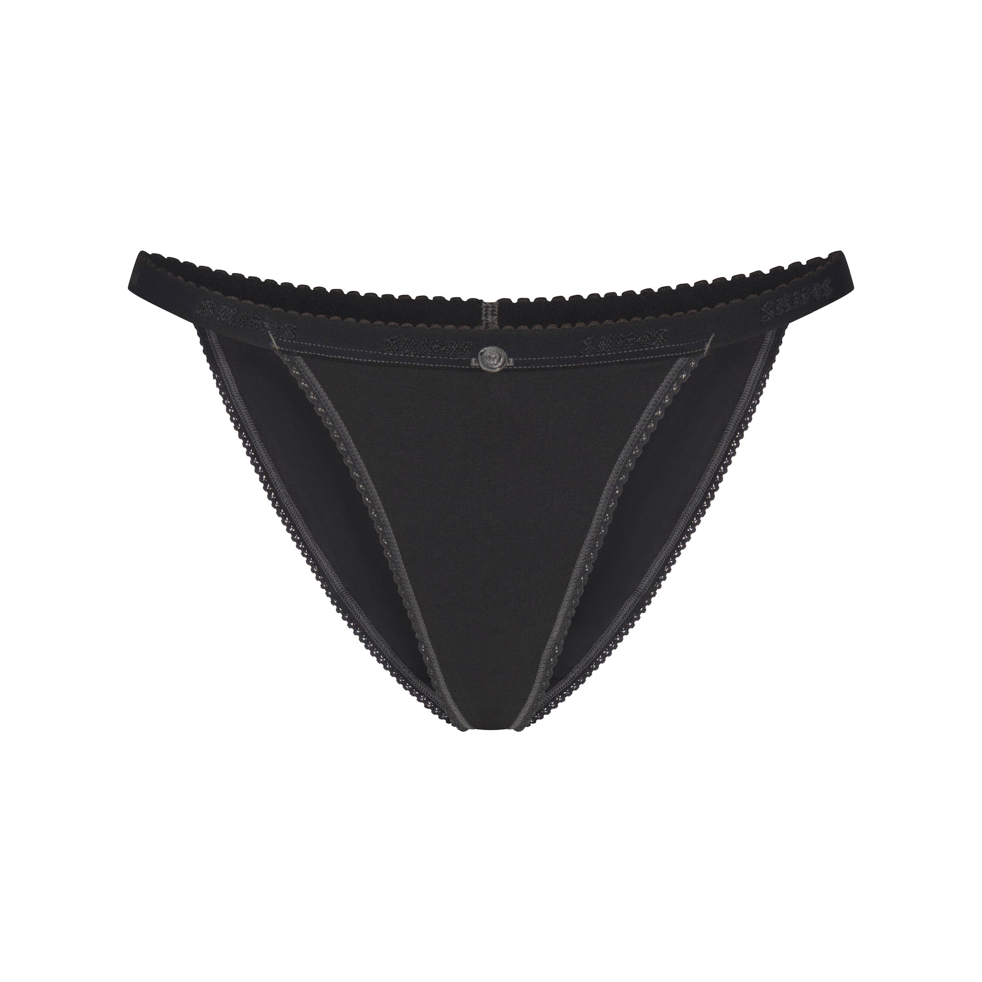 SKIMS LIGHTWEIGHT COTTON LOGO PICOT STRING BIKINI | SOOT - Mind Türkiye