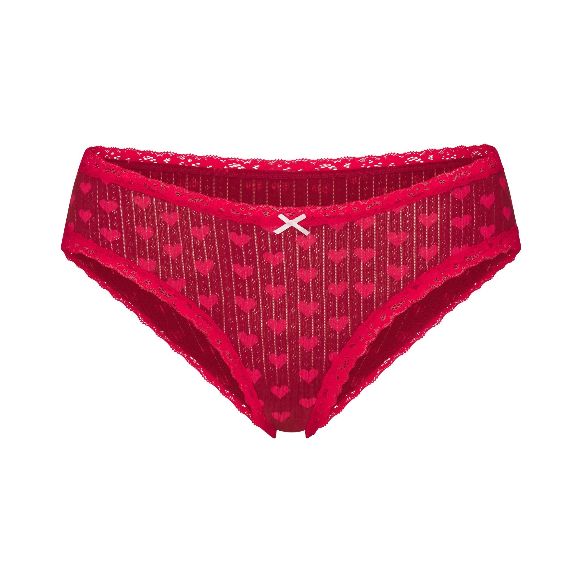 SKIMS LIGHTWEIGHT COTTON POINTELLE LACE BRIEF | BRICK HEART HALFDROP