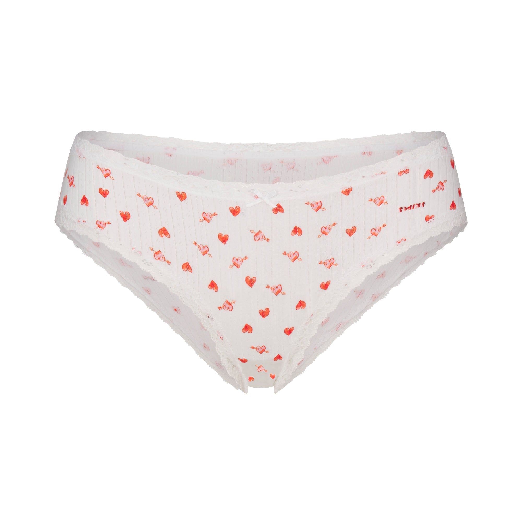 SKIMS LIGHTWEIGHT COTTON POINTELLE LACE BRIEF | SNOW ARROWED HEARTS - Mind Türkiye