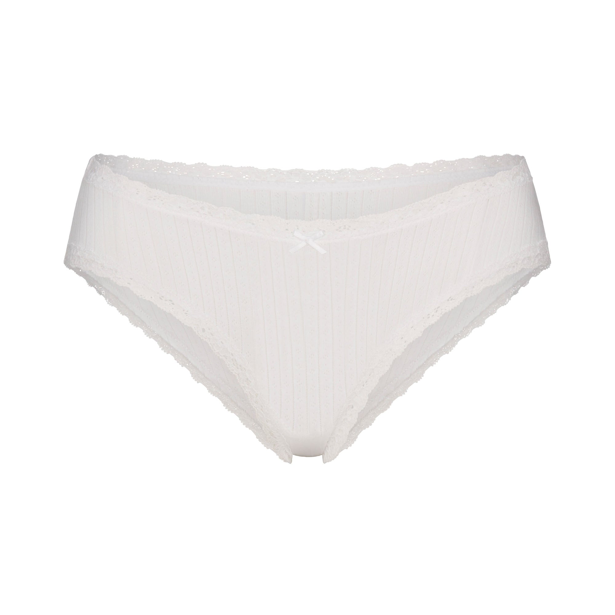 SKIMS LIGHTWEIGHT COTTON POINTELLE LACE BRIEF | SNOW