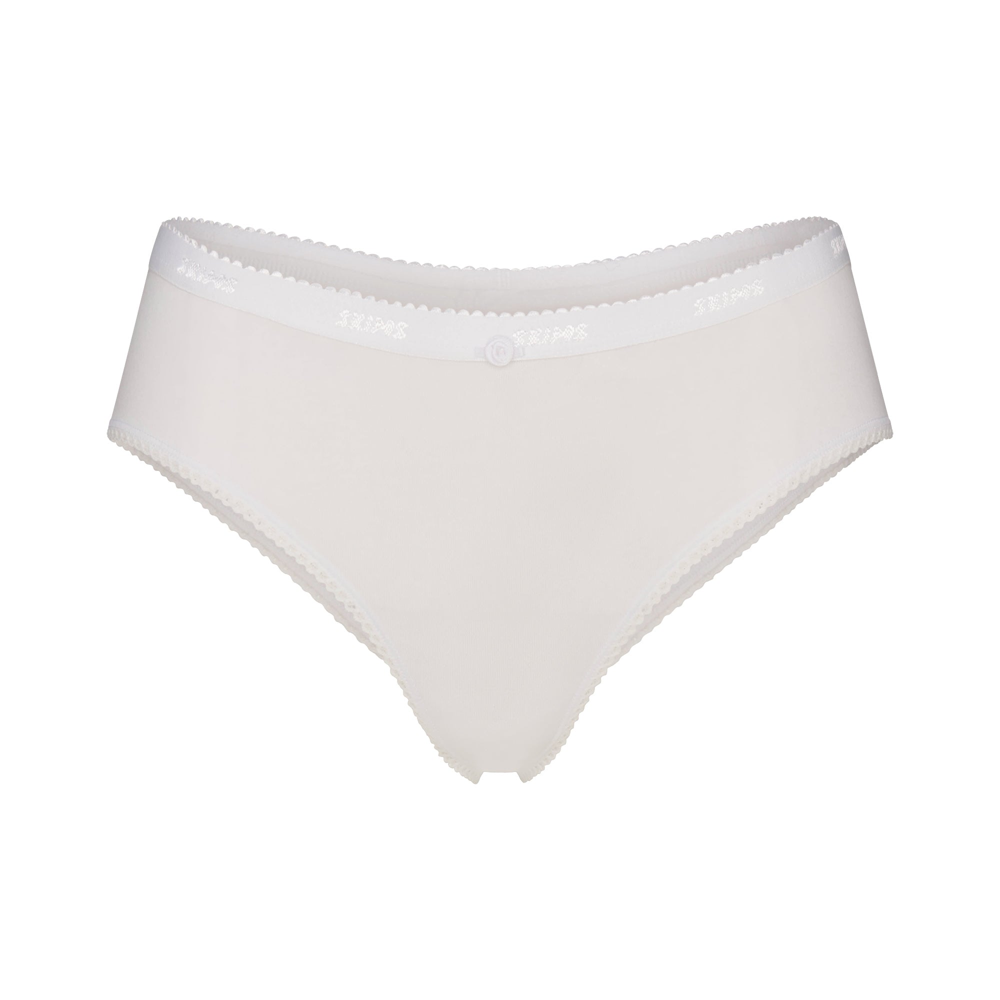 SKIMS LIGHTWEIGHT COTTON LOGO PICOT HIPSTER | SNOW - Mind Türkiye