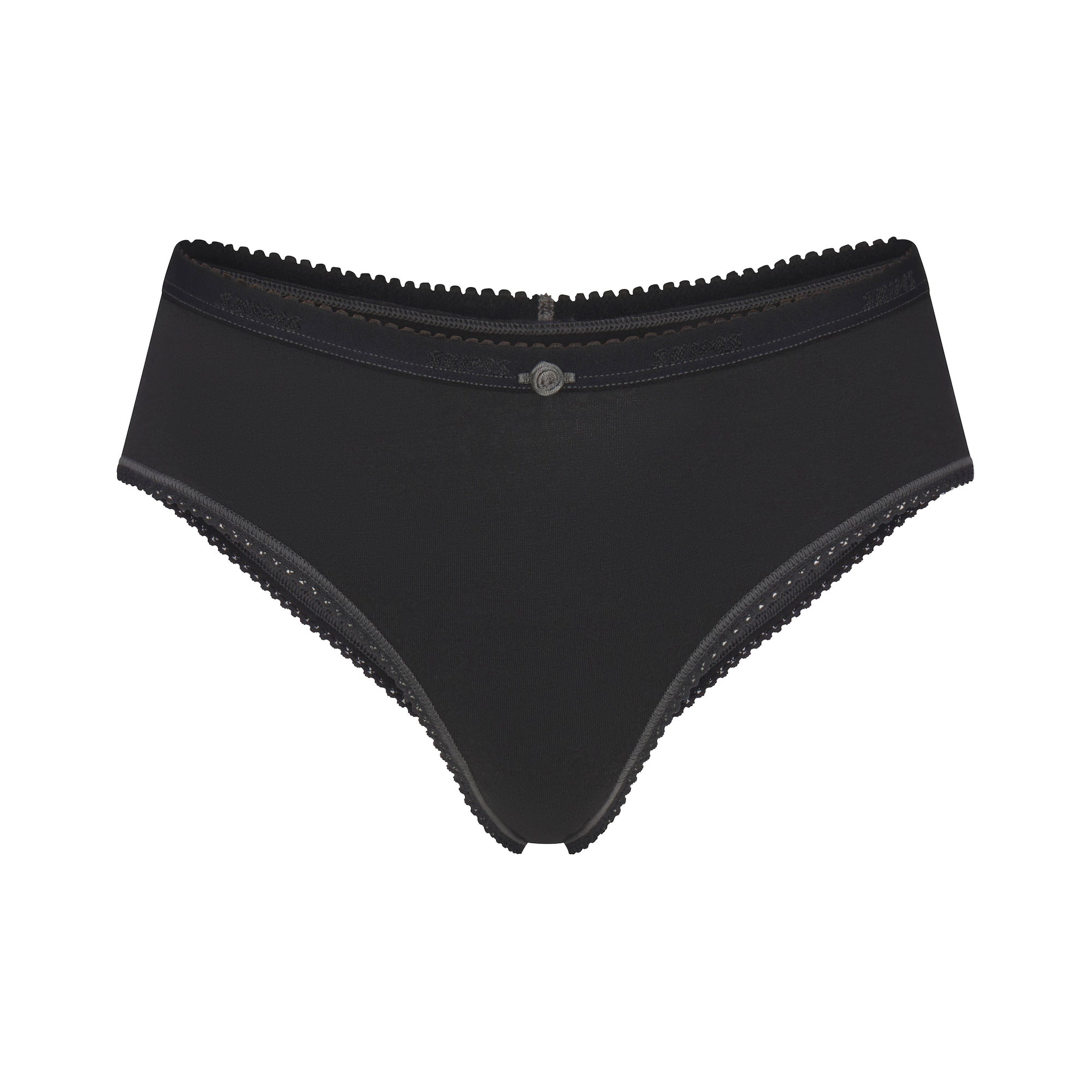 SKIMS LIGHTWEIGHT COTTON LOGO PICOT HIPSTER | SOOT