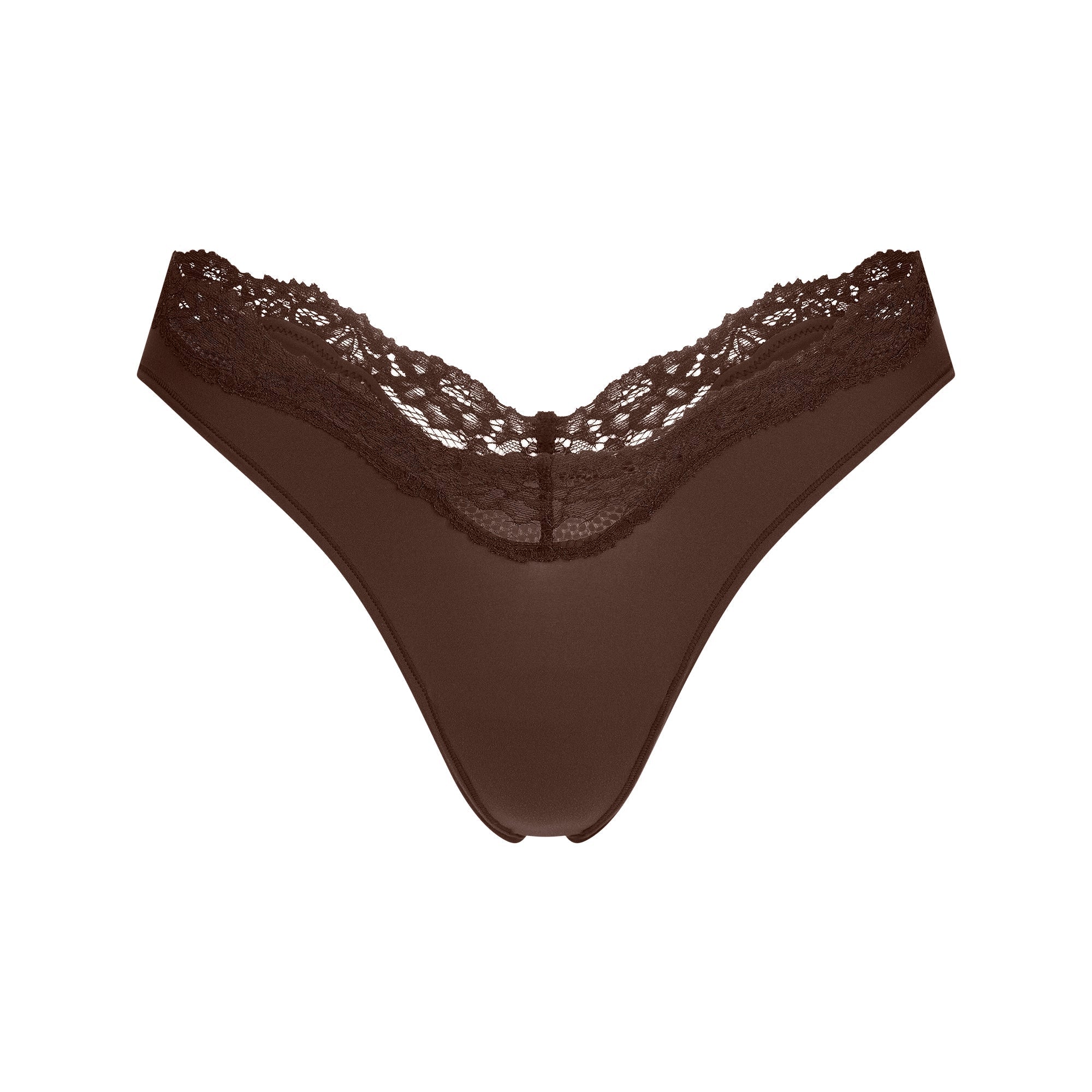 SKIMS FITS EVERYBODY LACE DIPPED THONG | ESPRESSO - Mind Türkiye